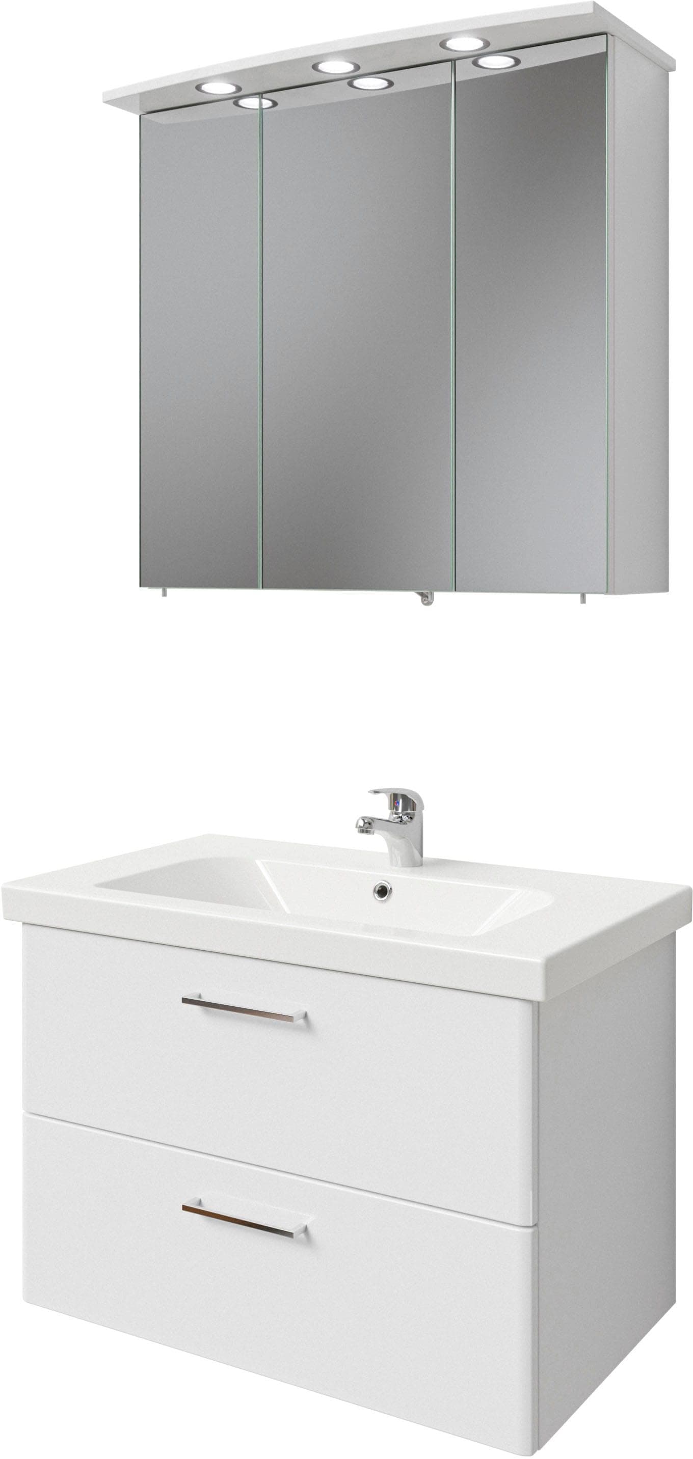 Badmöbel-Set SAPHIR Quickset 316 Weiß Hochglanz mit LED-Spiegelschrank