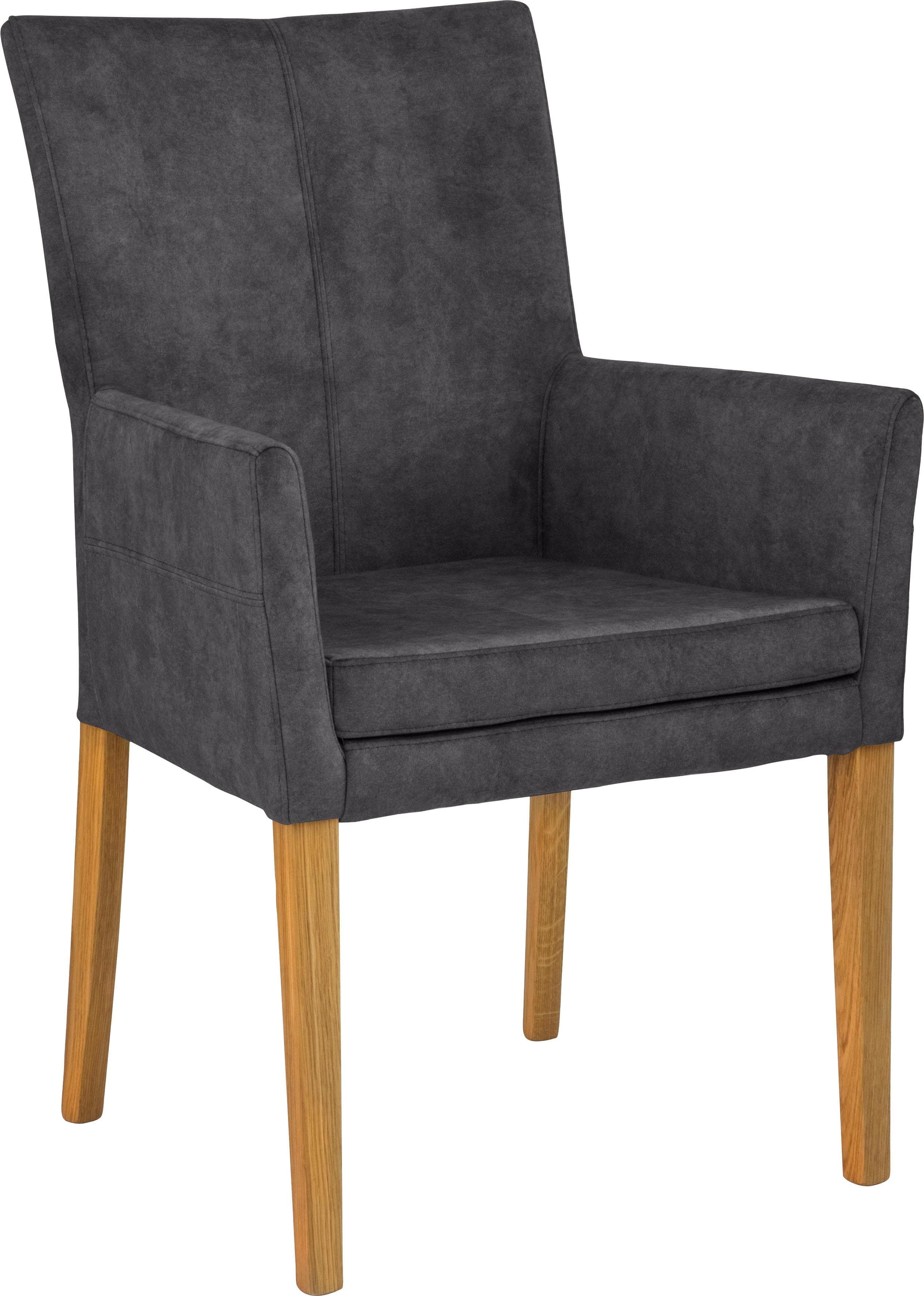 Home Affaire Armlehnstuhl Aspen Massivholz Anthrazit Samt