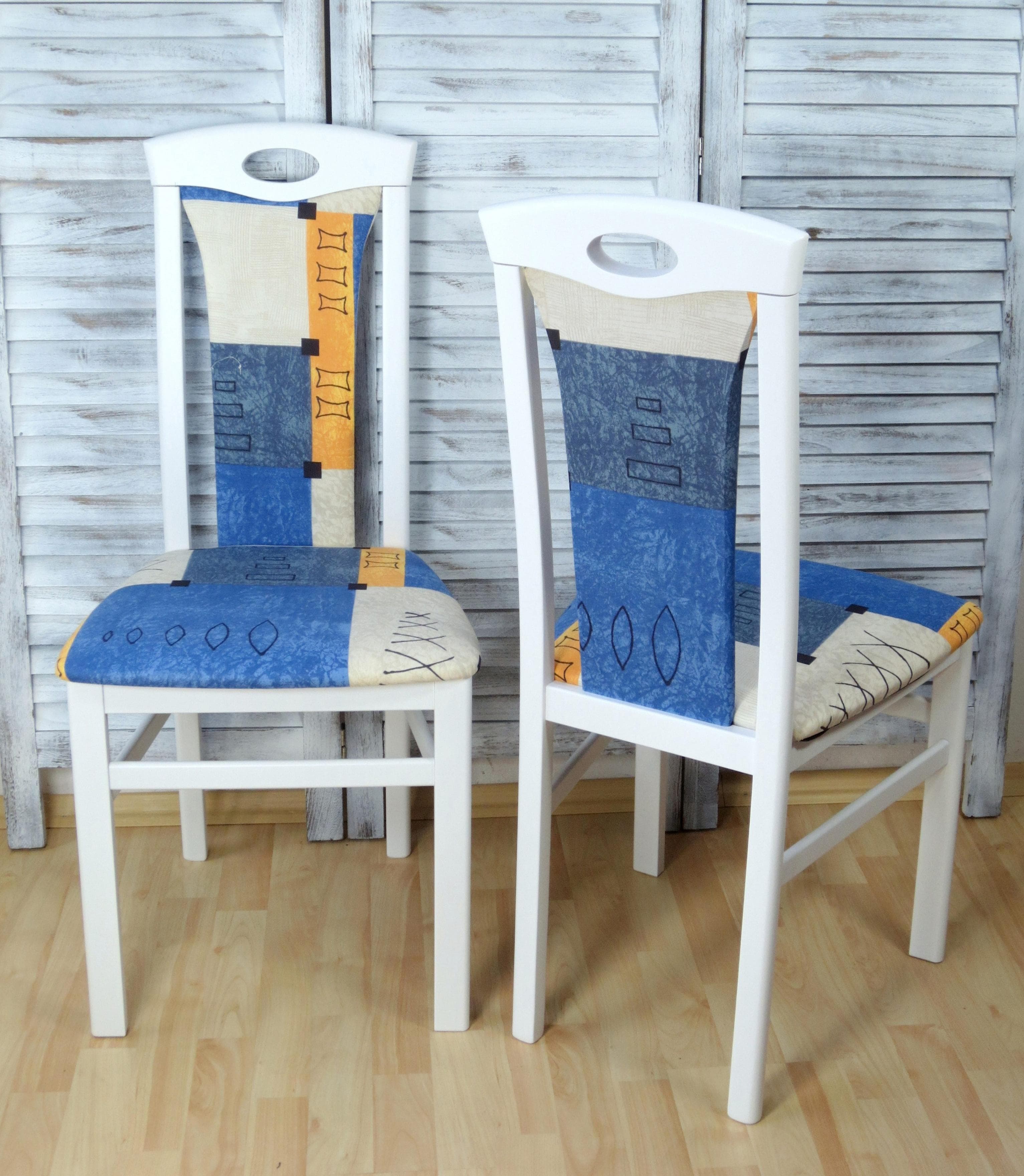 HOME AFFAIRE Esszimmerstuhl Kasia Weiß/Blau Massivholz