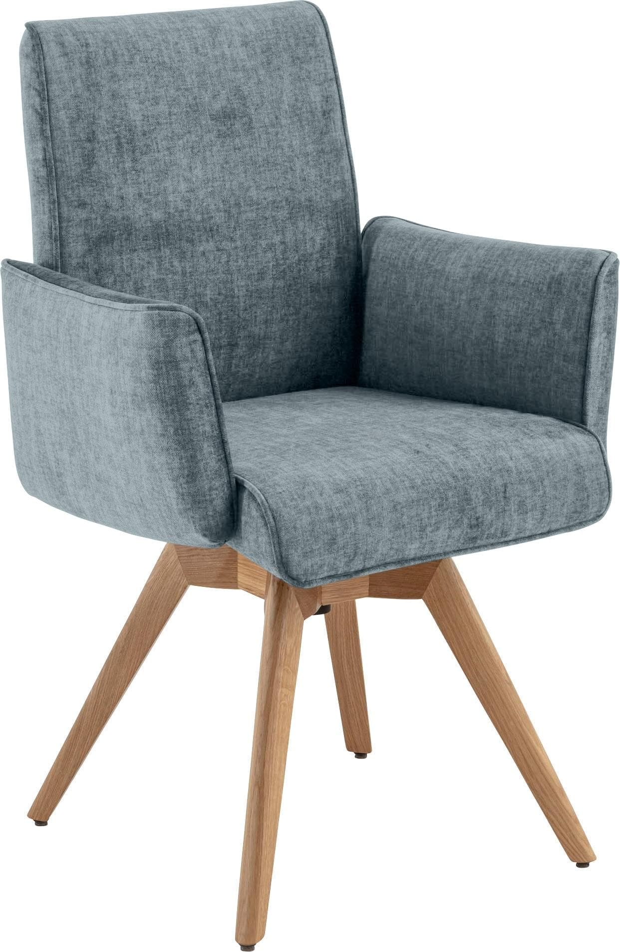 K+W Komfort & Wohnen Drehstuhl blau Eiche massiv