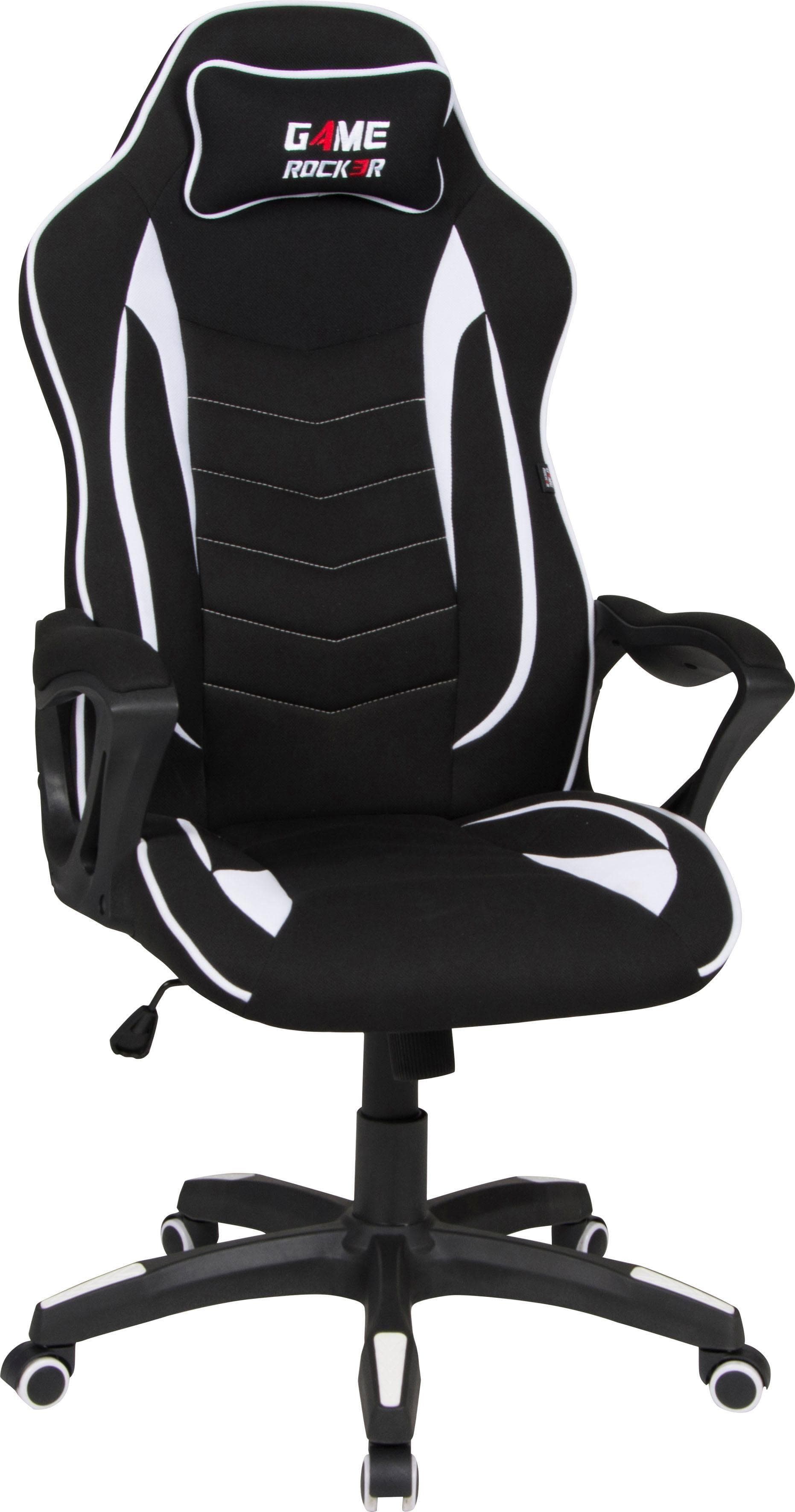 DUO COLLECTION Game-Rocker R-10 Gaming-Stuhl Schwarz/Weiß mit Nackenkissen