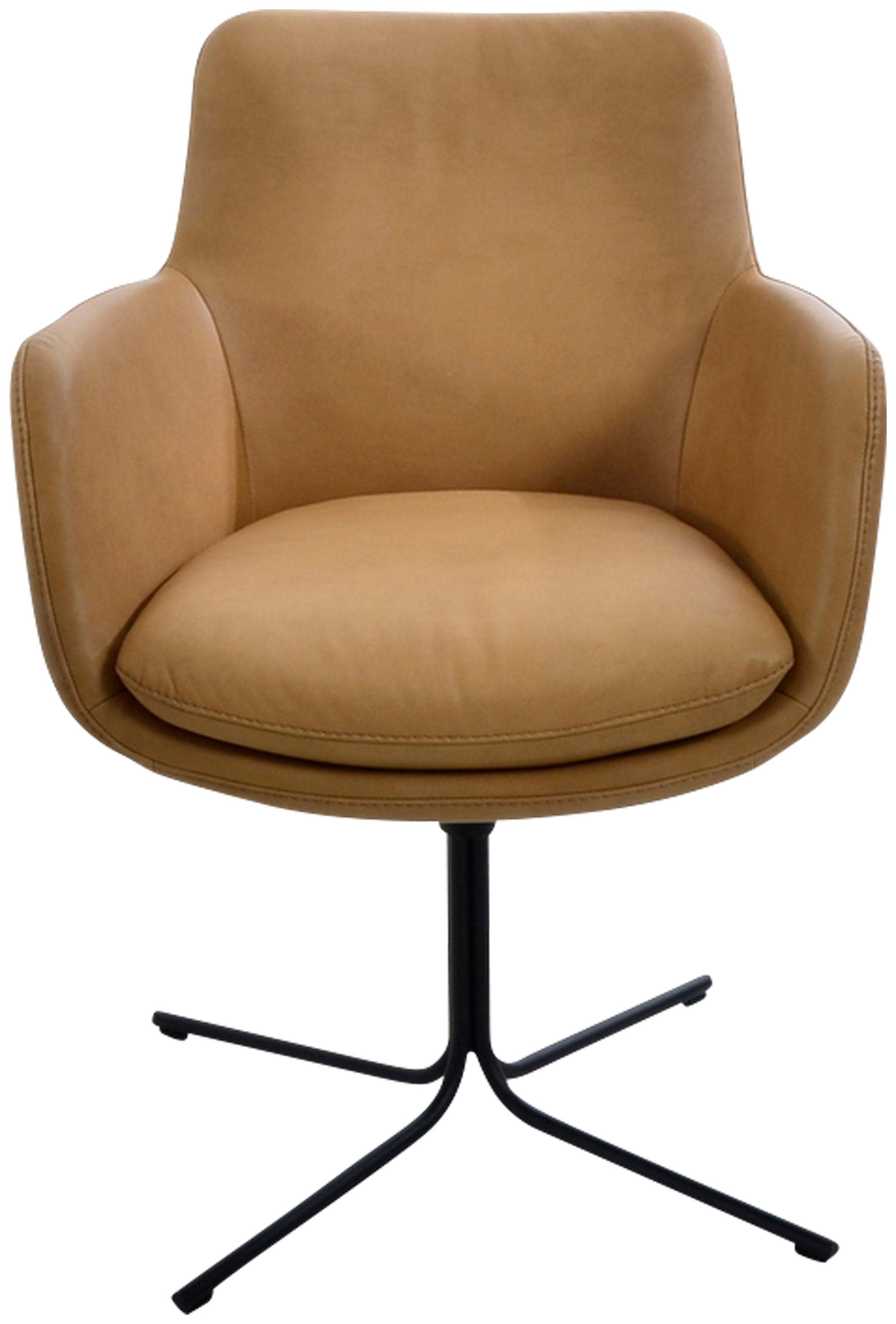 K+W Pego Drehstuhl Braun Microfaser 4-Fuß-Gestell