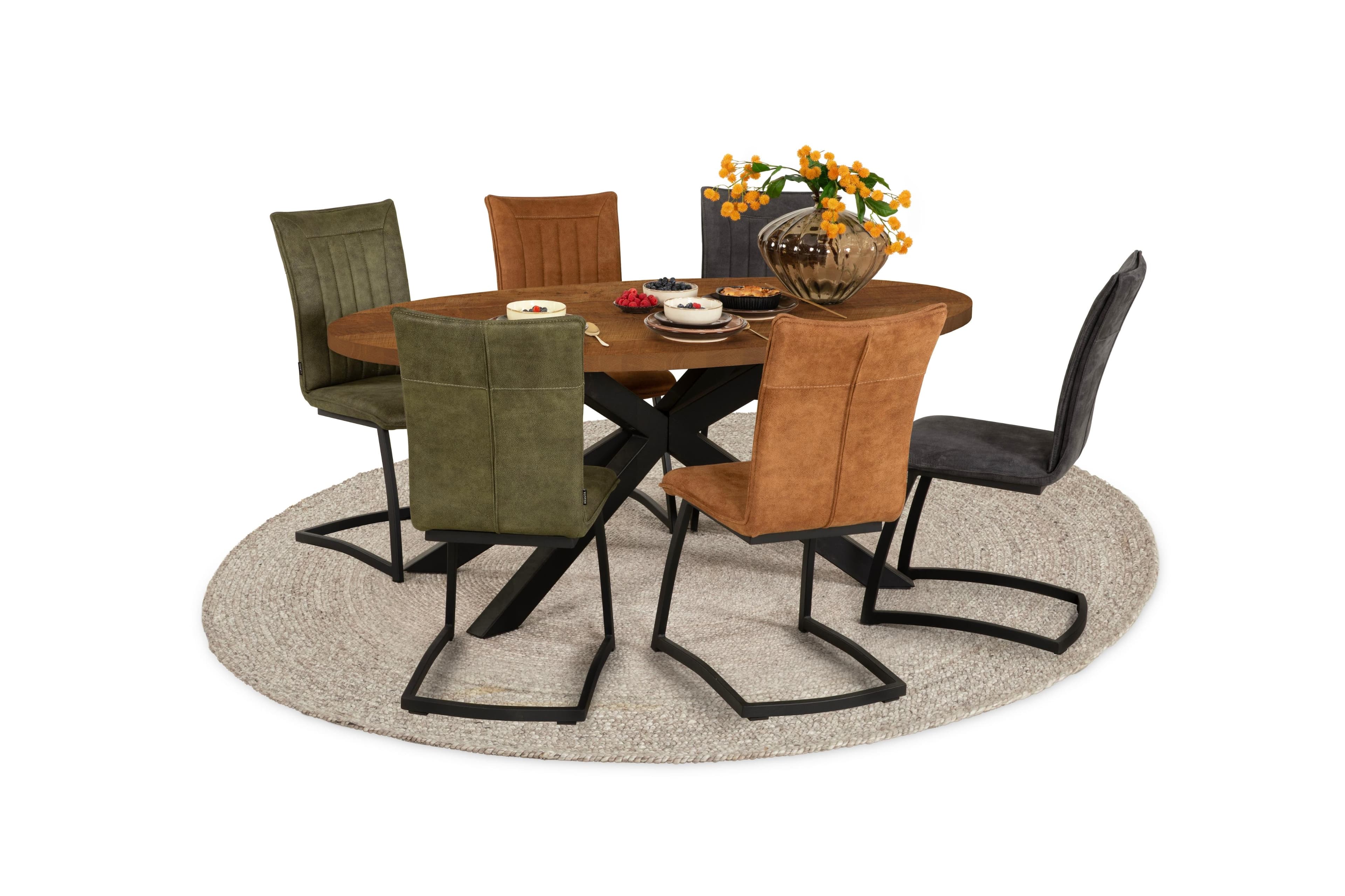 Freischwinger Amara von OMG Design, Cognac/Schwarz, Esszimmerstuhl, Küchenstuhl
