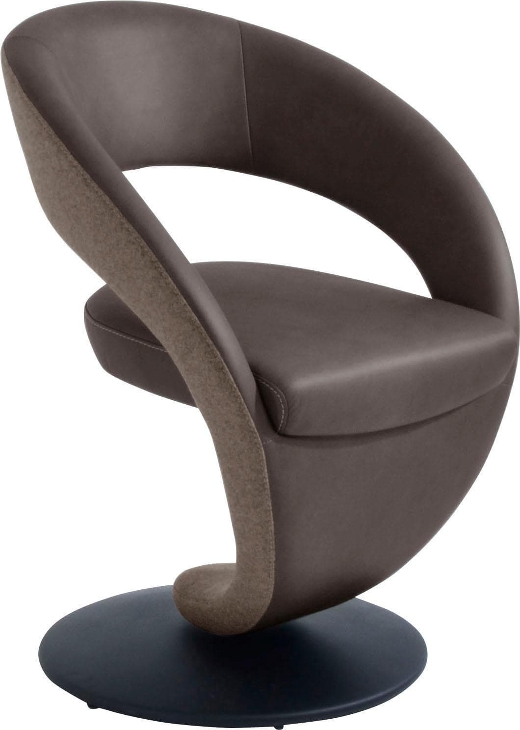 K+W Komfort & Wohnen Drehstuhl Wave Braun/Schwarz Design