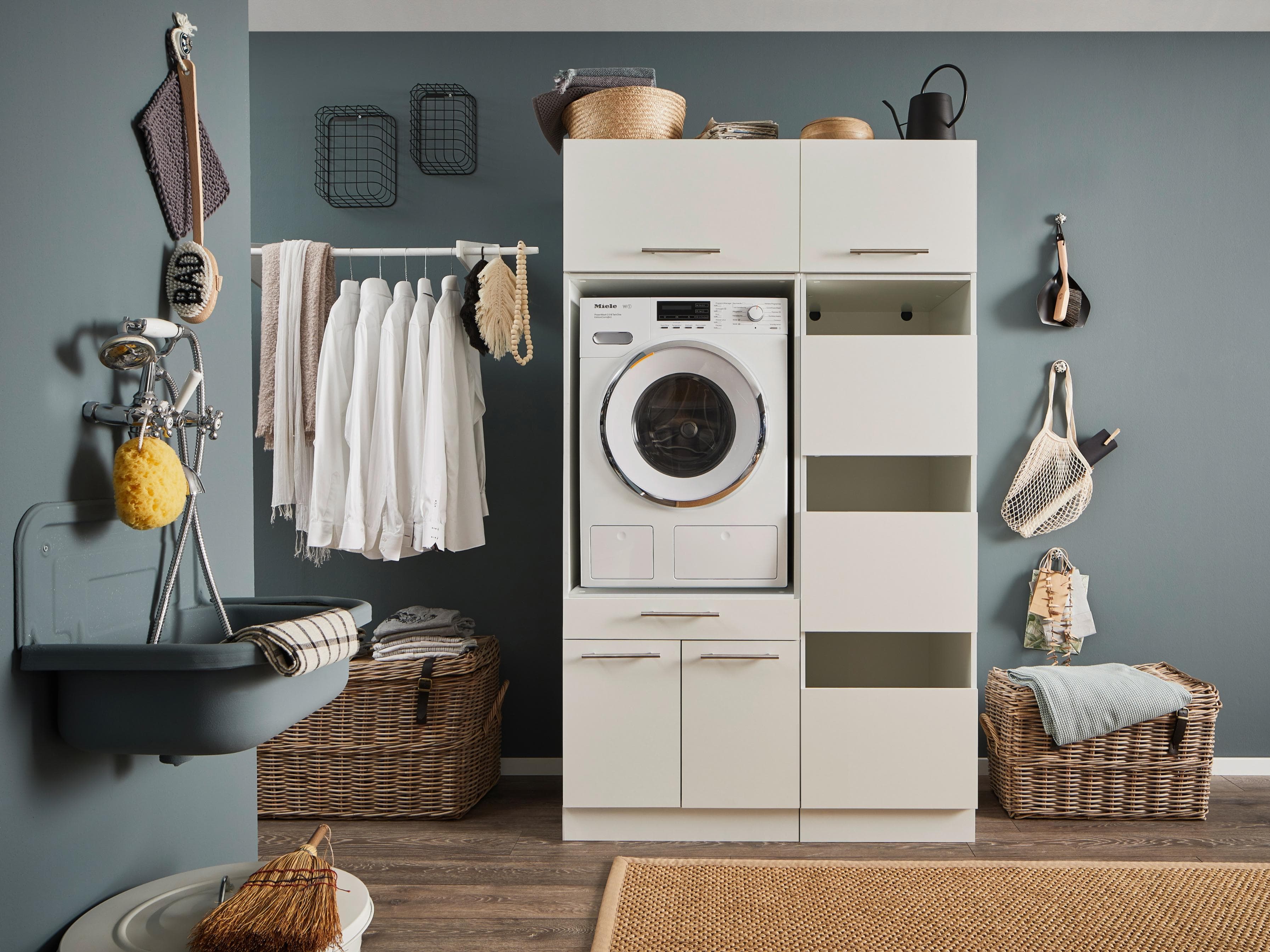 LAUNDREEZY Mehrzweckschrank-Set Weiß Holzwerkstoff Softclose