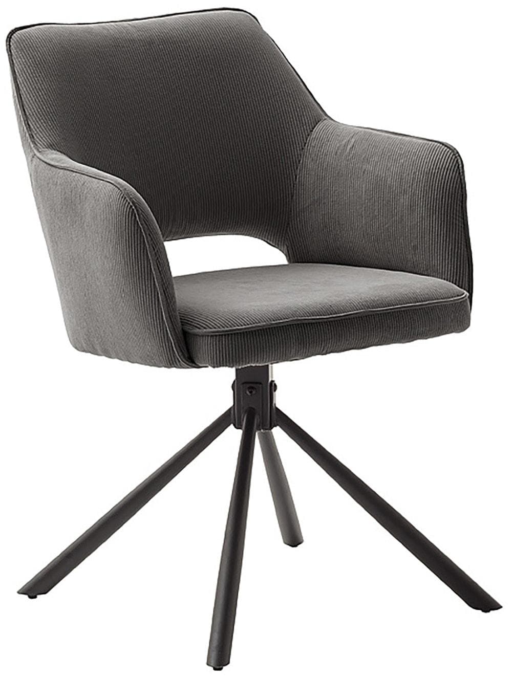 Drehbarer Esszimmerstuhl mit Armlehnen (Set von 2) - Anthrazit Stoff