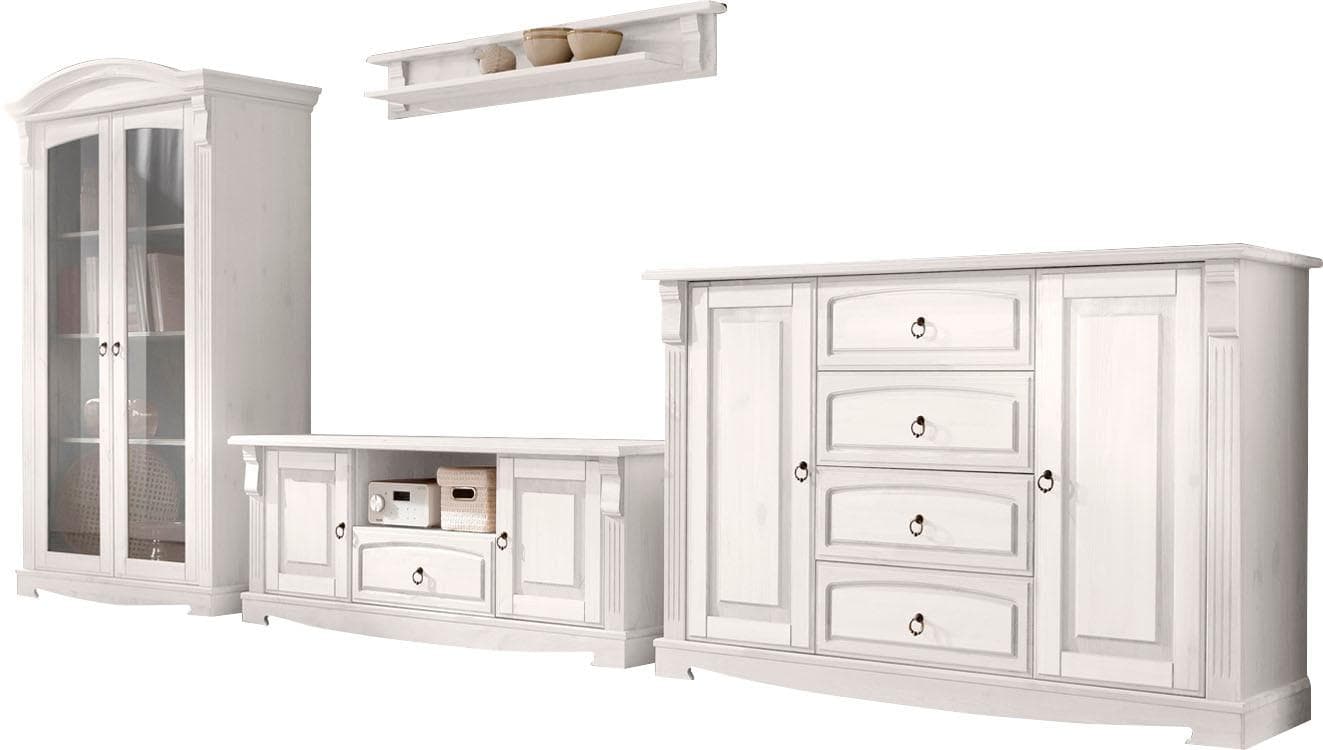 Romantische Wohnwand aus massiver Kiefer - Landhausstil