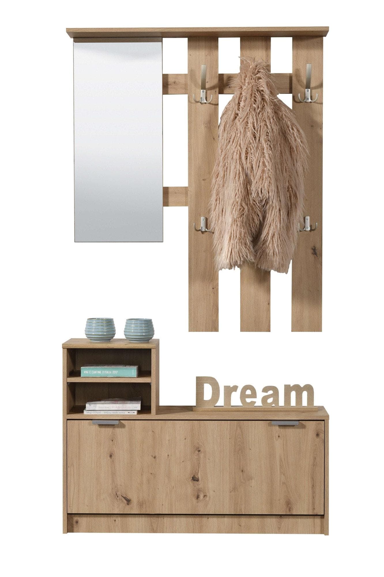 INOSIGN Ravenna Flurgarderoben-Set: Eiche, Spiegel, Haken