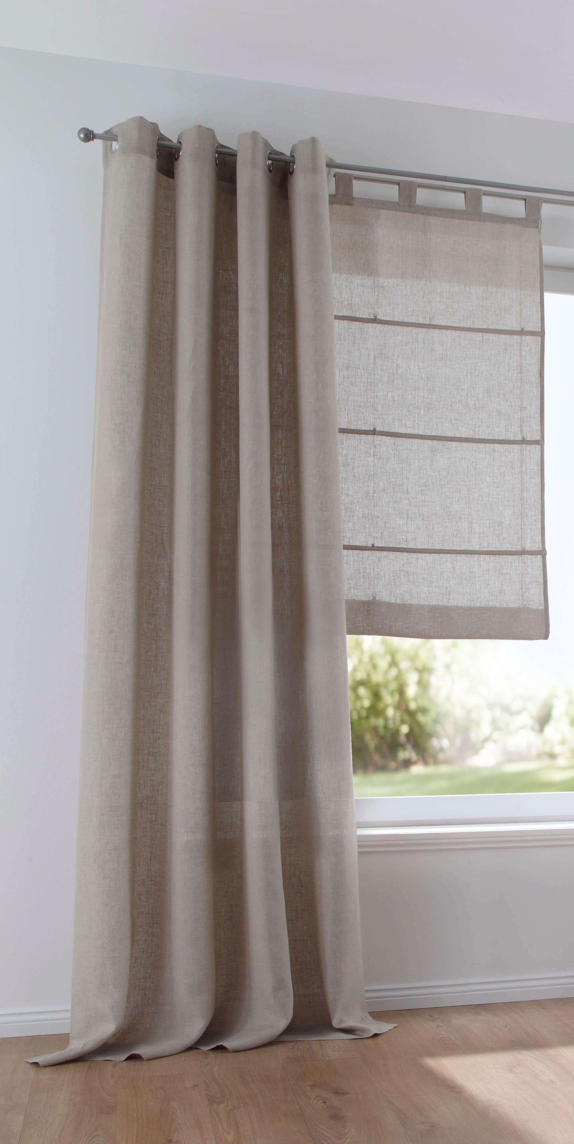 Kutti Vorhang Metis Leinen Beige 140x175cm Leinen Gardine Blickdicht