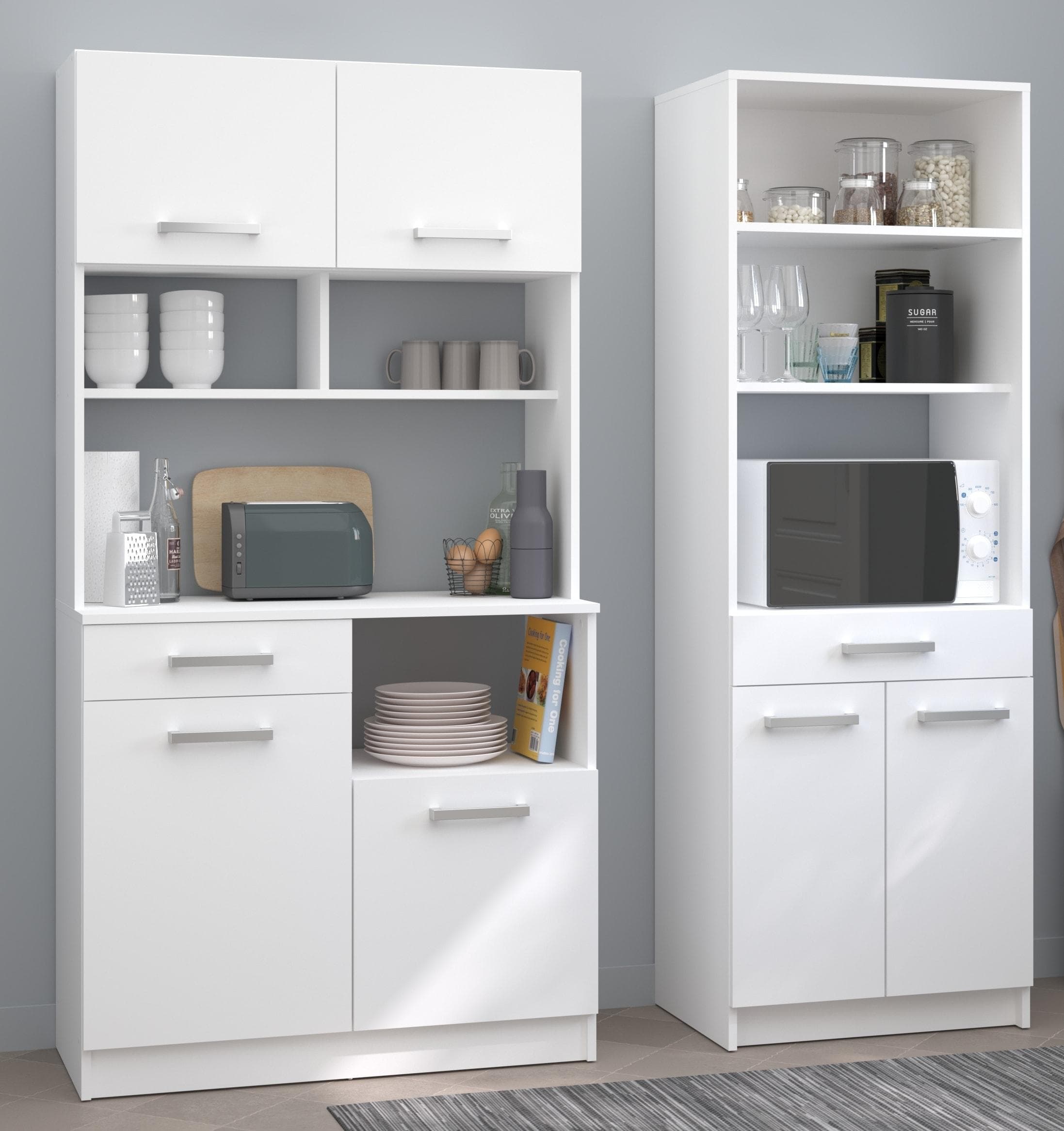 Weißes Buffet-Set mit Beistellschrank - Vielseitig & Pfleg leicht