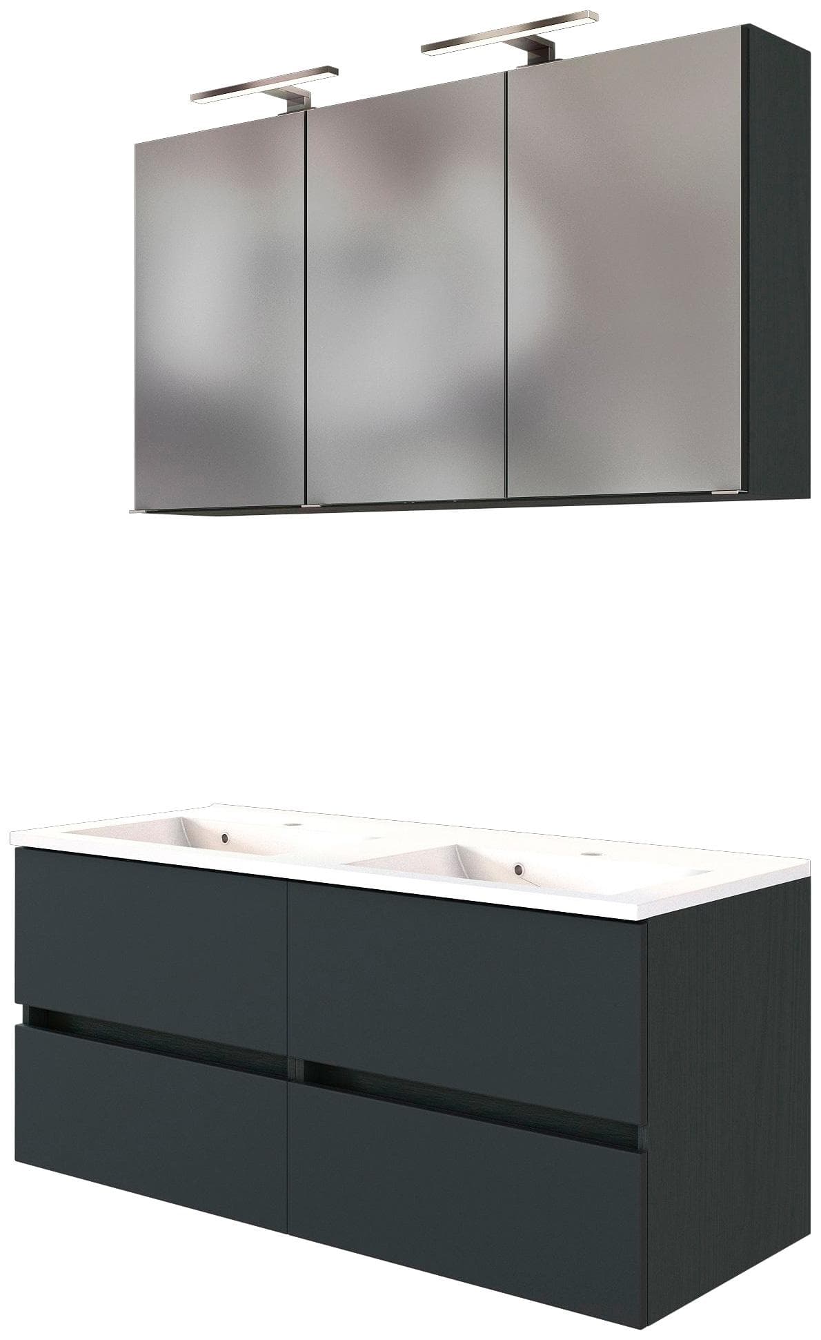 WELLTIME Badmöbel-Set Baabe Grau mit Mineralgussbecken