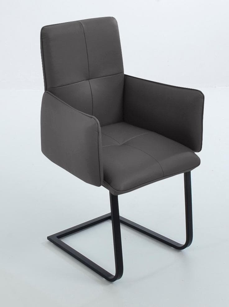 K+W Komfort & Wohnen Freischwinger 6502 Mocca Schwarz mit Armlehnen