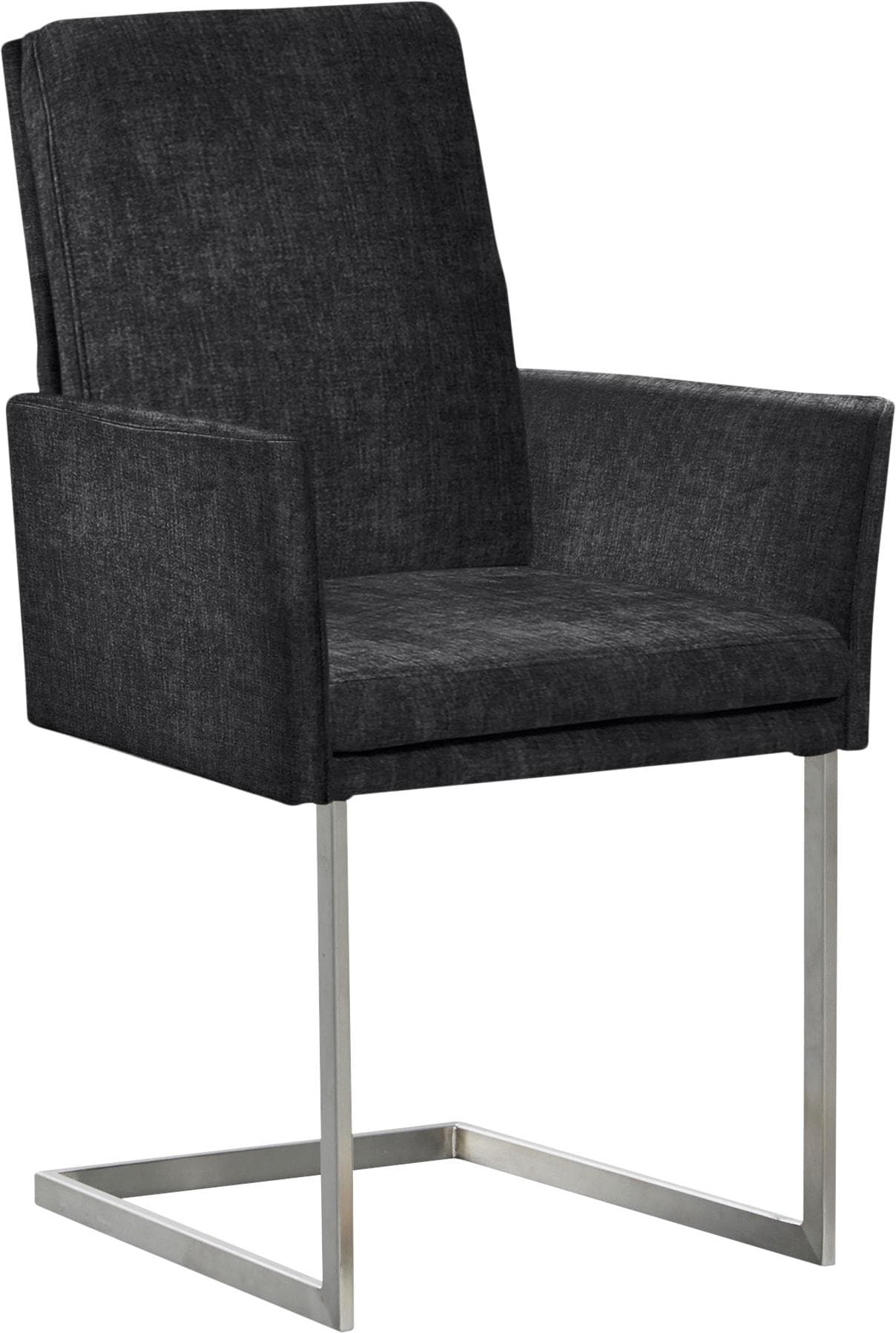 K+W Komfort & Wohnen Armlehnstuhl Grau Edelstahloptik Freischwinger