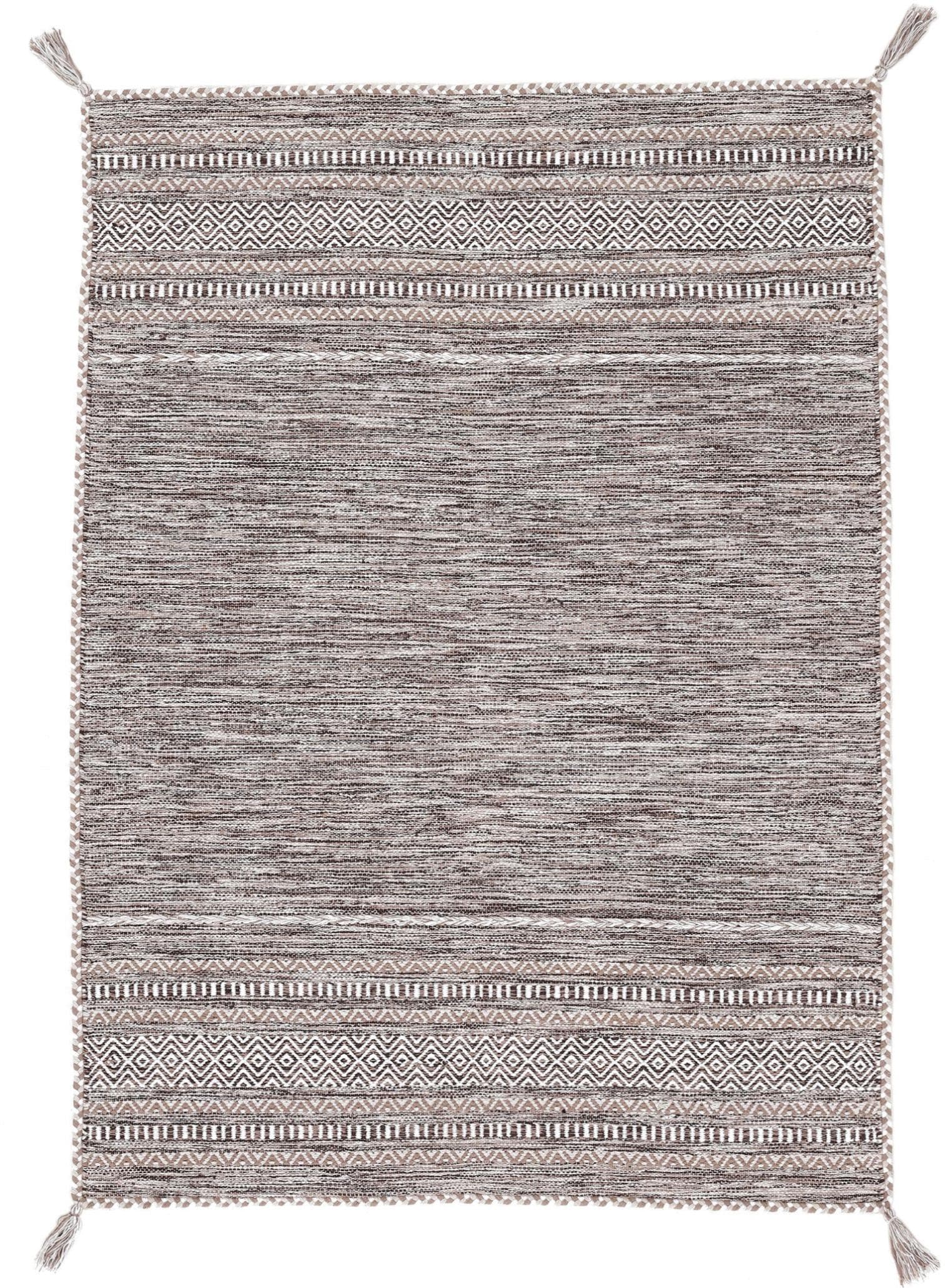 CarpetFine Kelim Azizi Teppich Beige Handgewebt Wendeteppich
