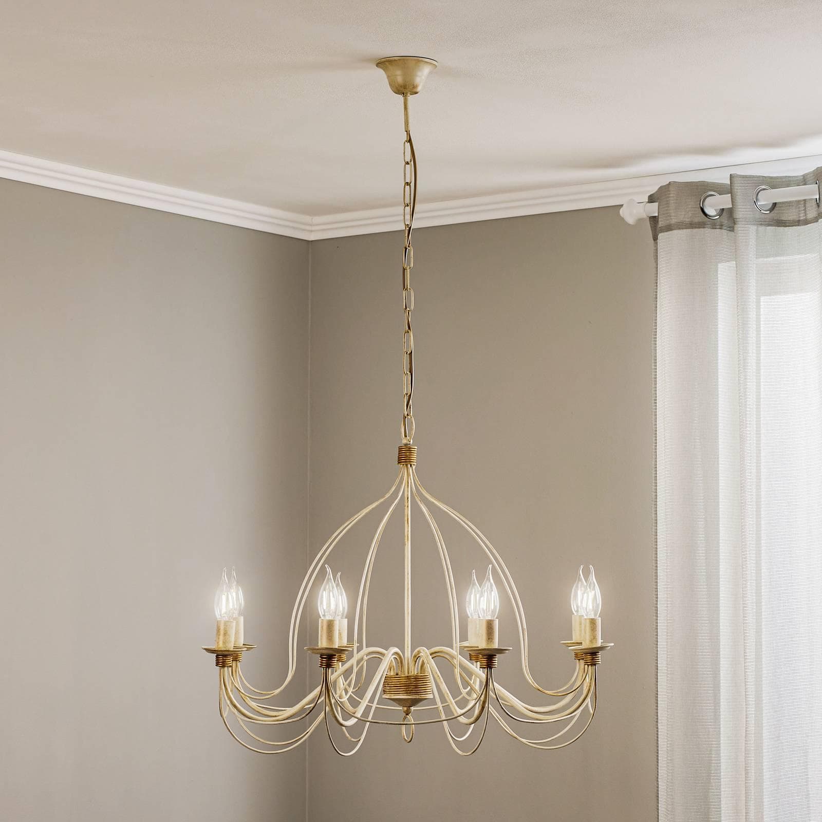 Kronleuchter FILO 8-flammig Weiß Landhausstil