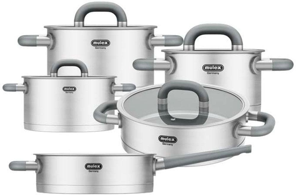 Topf-Set MULEX "LUGANO" Grau Edelstahl 18/10 Induktion