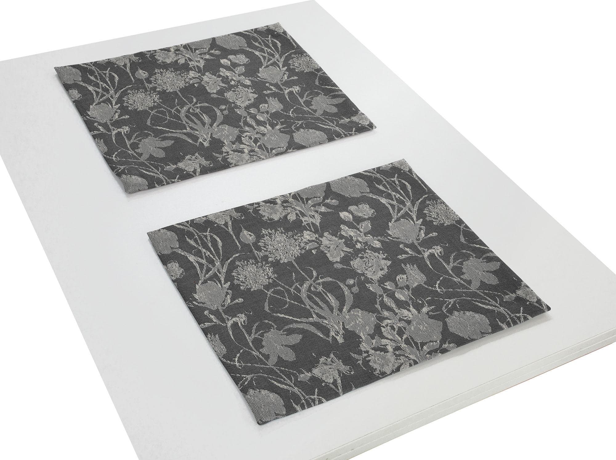 ADAM Platzset Flower Cuvée 2er-Set Olivgrün Bio-Baumwolle