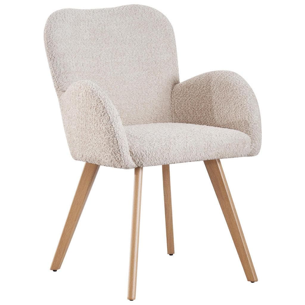 Mid.you Armlehnstuhl Boucle Eiche Beige Esszimmerstuhl
