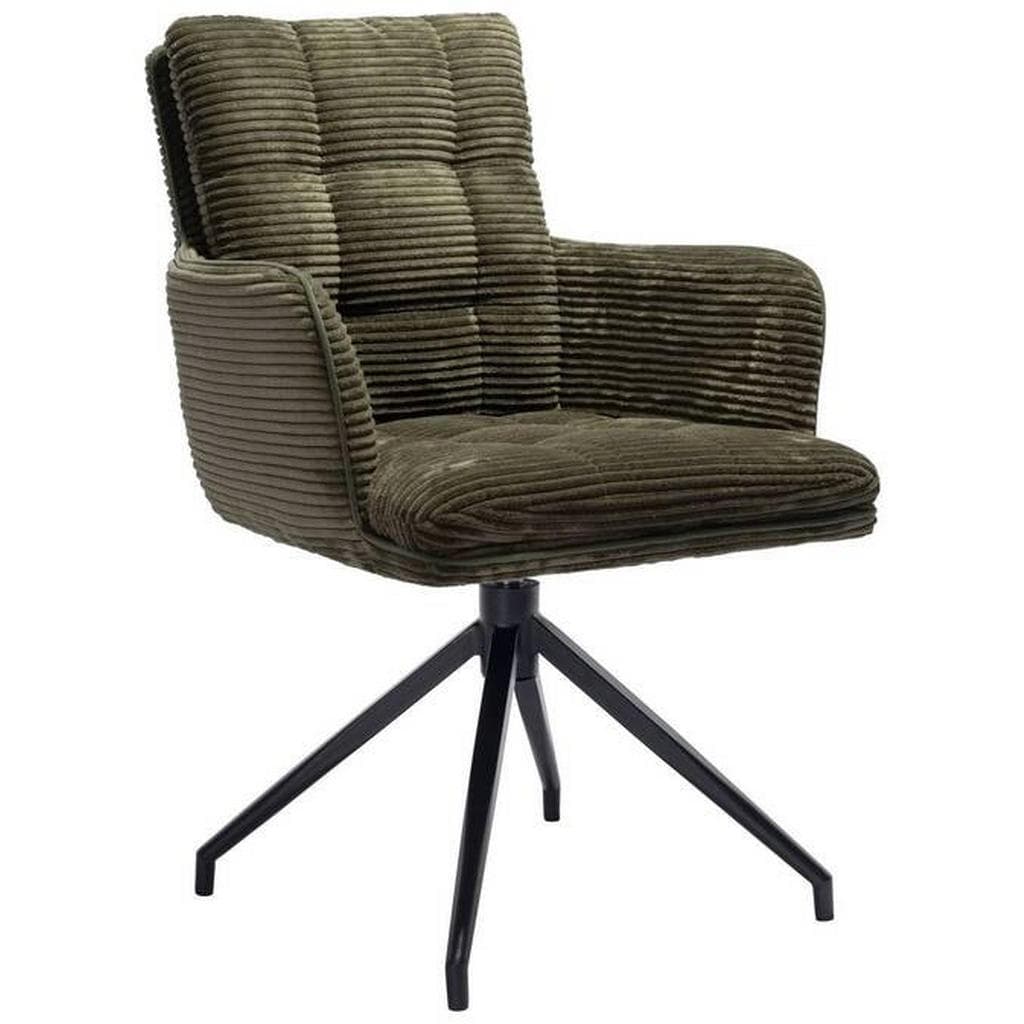 Stylife Armlehnstuhl Olivgrün Metall Textil 360° drehbar