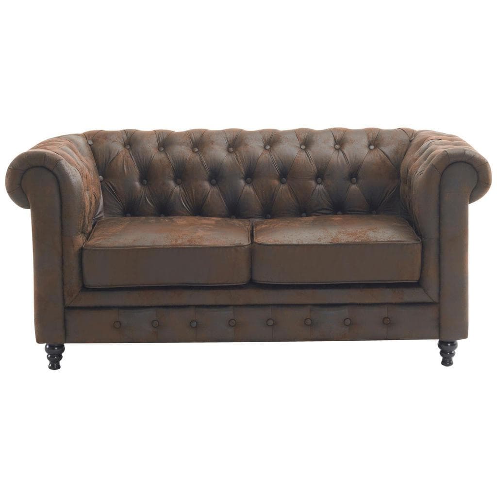 Xora Chesterfield-Sofa Braun Schwarz 2-Sitzer