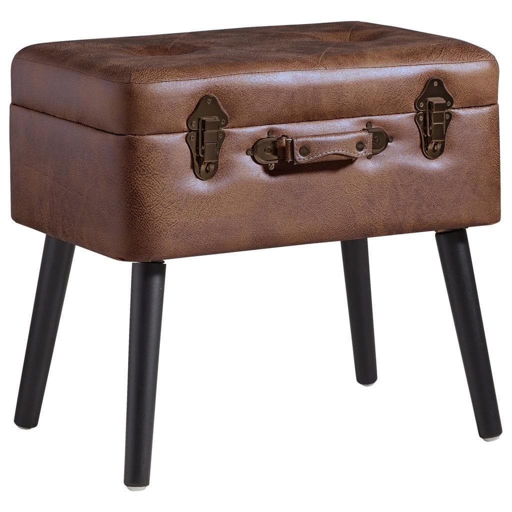Xora Hocker Braun Textil Retro-Design Stauraum Wohnzimmer