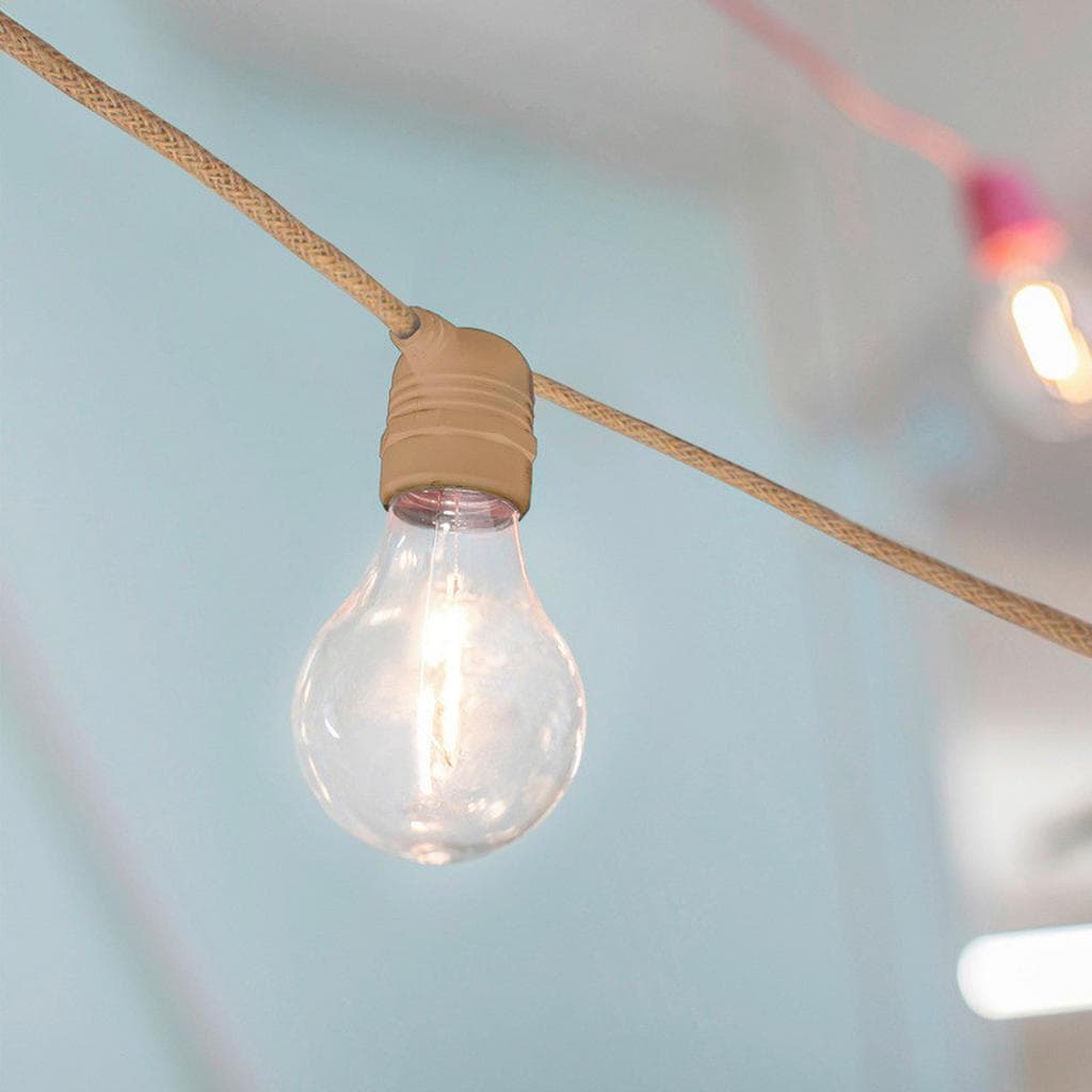 New Garden LED-Außenleuchte Girlande Beige Kunststoff