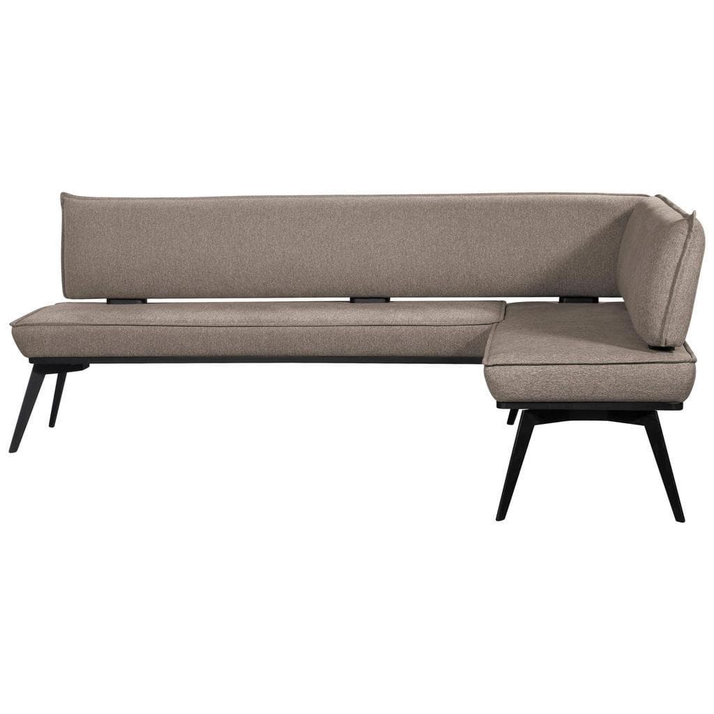 Carryhome Eckbank Taupe Schwarz Textil Metall Buche Massiv Eckteil 195x165 cm Stoffauswahl Esszimmer Bänke Eckbänke