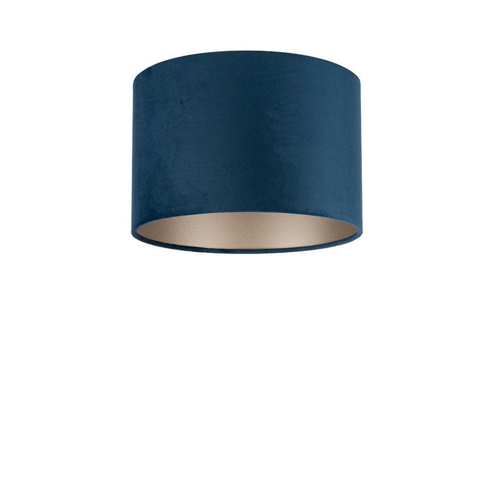 Leuchtenschirm Velour Dunkelblau Textil Metall Zylindrisch E27 24 cm