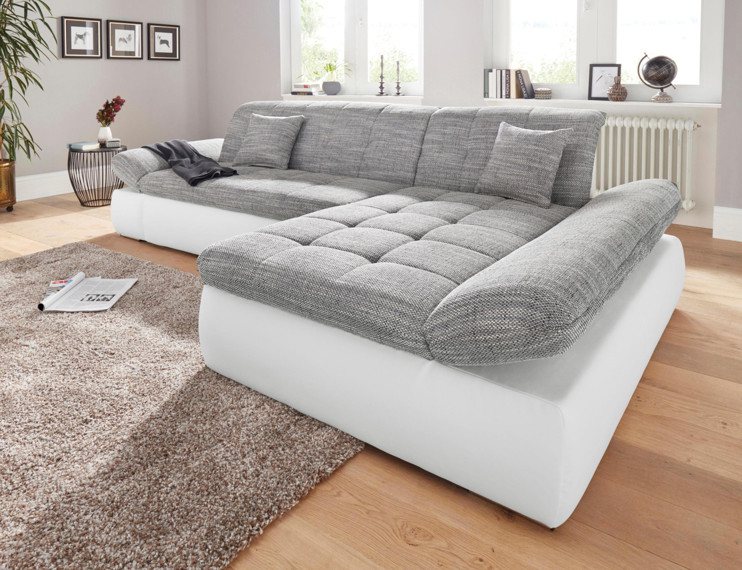 Ecksofa mit Bettfunktion und Armteilverstellung - L-Form