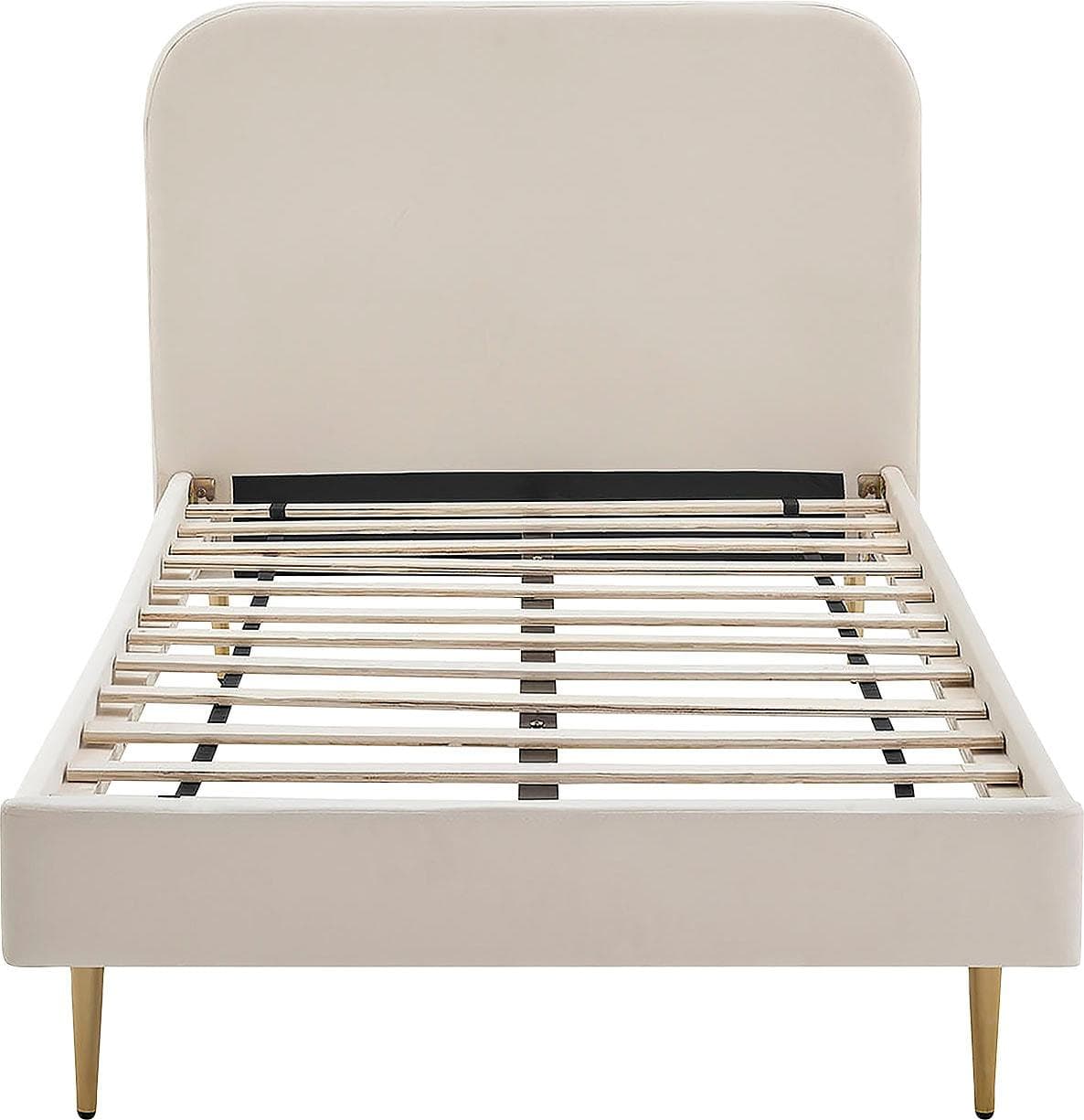 Polsterbett SALESFEVER Beige Gold Samt 90x200 cm