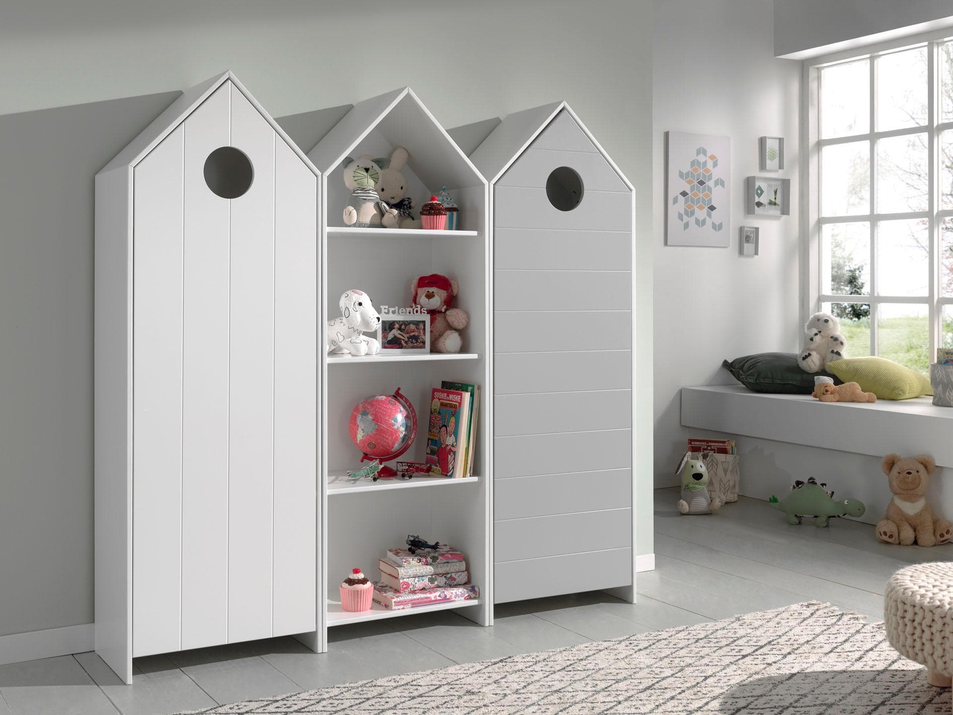 VIPACK Casami Jugendzimmer-Set 3-tlg. Weiß/Grau mit 2 Schränken & Regal