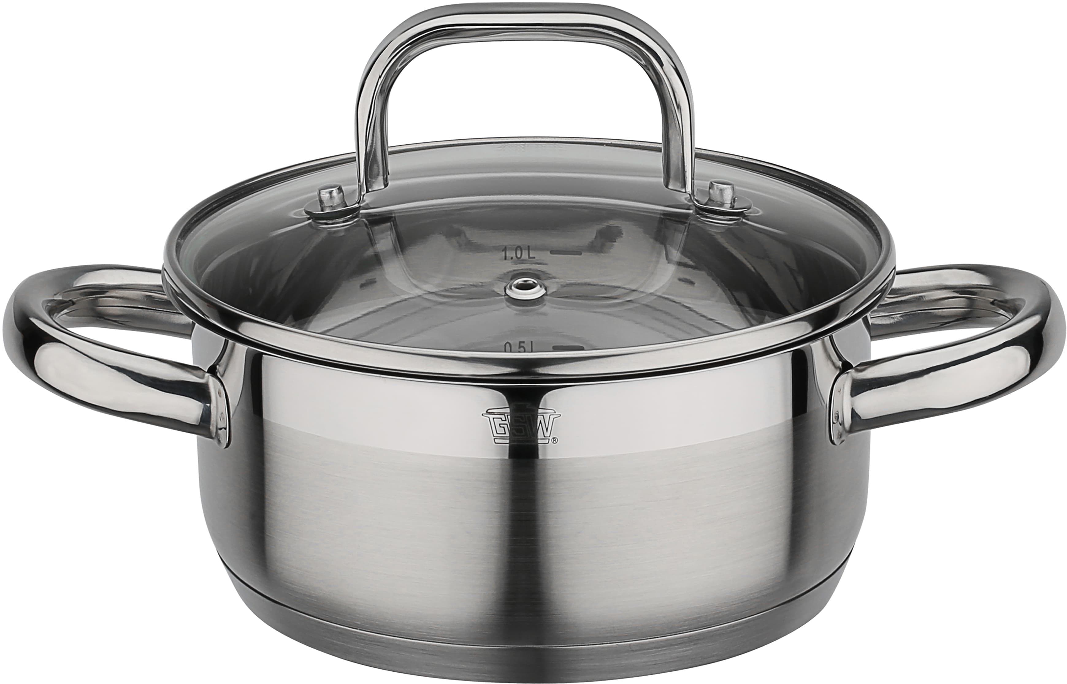 Bratentopf GSW "Fogo" Silber Edelstahl Induktion 1,4 l