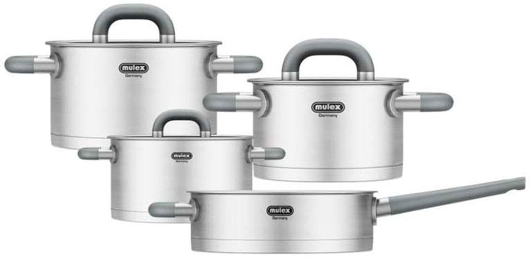 Mulex Topf-Set Lugano Edelstahlfarben 5 l Induktion
