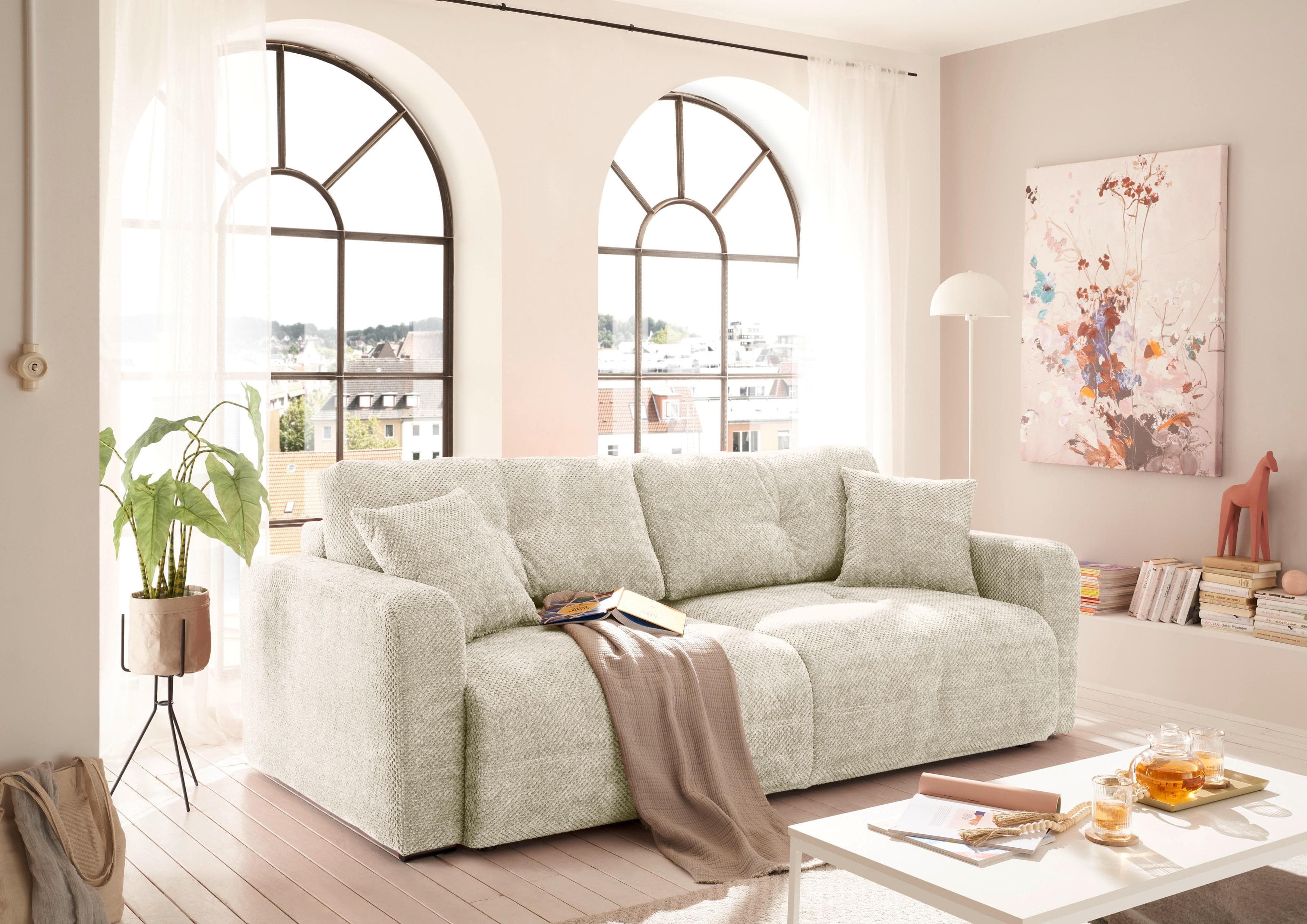 ED EXCITING DESIGN Schlafsofa Bullet Beige mit Bettkasten und Schlaffunktion