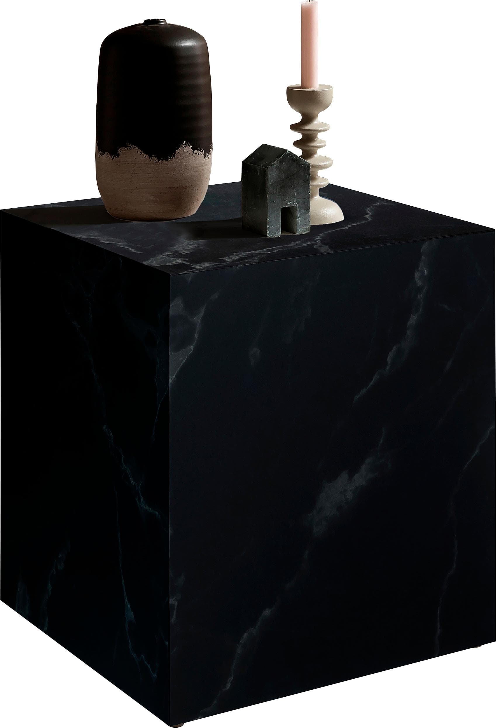 Elegant Beistelltisch in Travertin- oder Marmoroptik