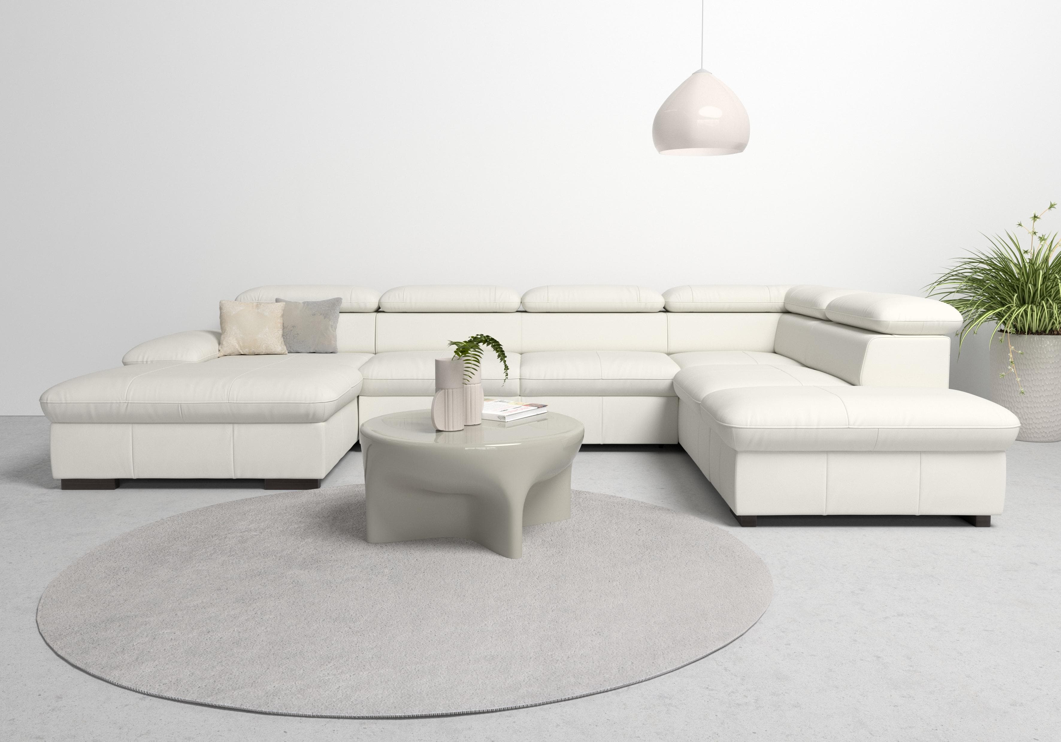 HOME AFFAIRE Wohnlandschaft Alberto U-Form Altweiß mit Bettfunktion