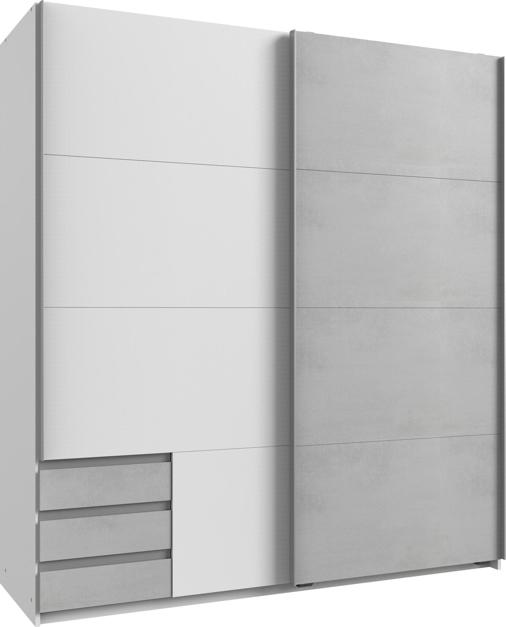 Schwebetürenschrank mit Außenschubladen - geräumige Aufbewahrungslösung