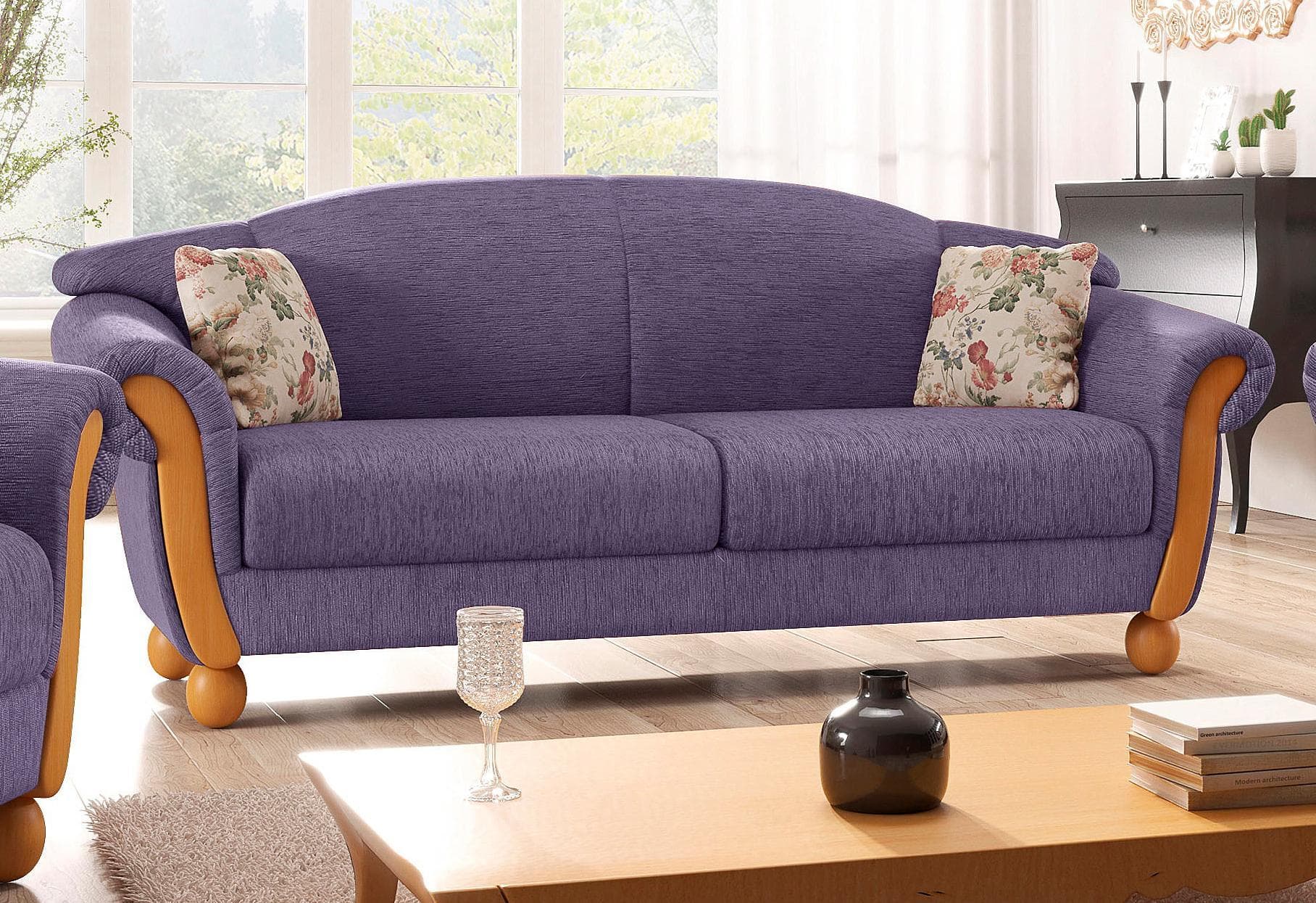 Home Affaire Milano 3-Sitzer Sofa Landhaus-Stil Flieder Chenille