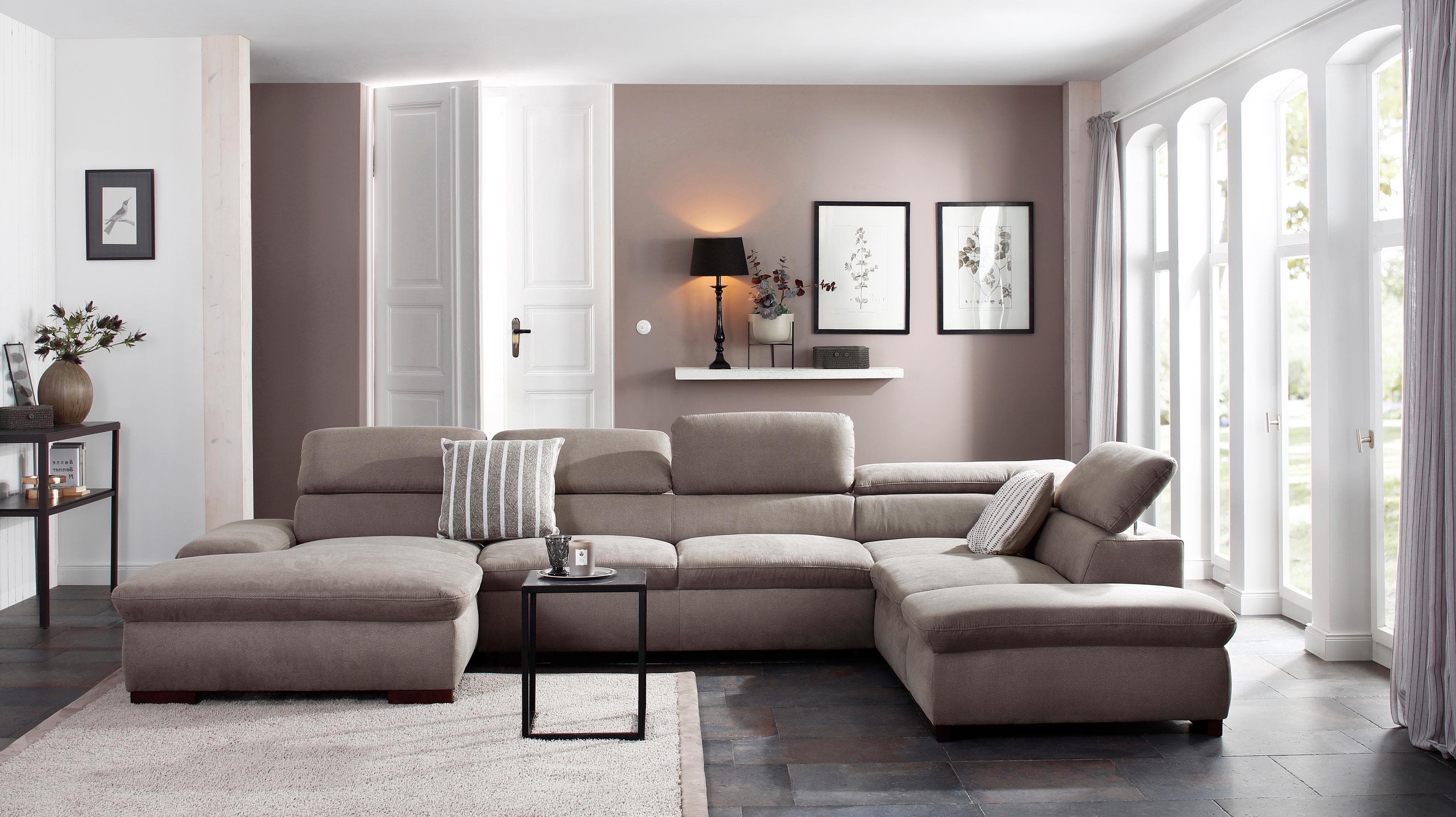 Home Affaire Alberto U-Form Wohnlandschaft mit Kopfteilverstellung und Bettfunktion