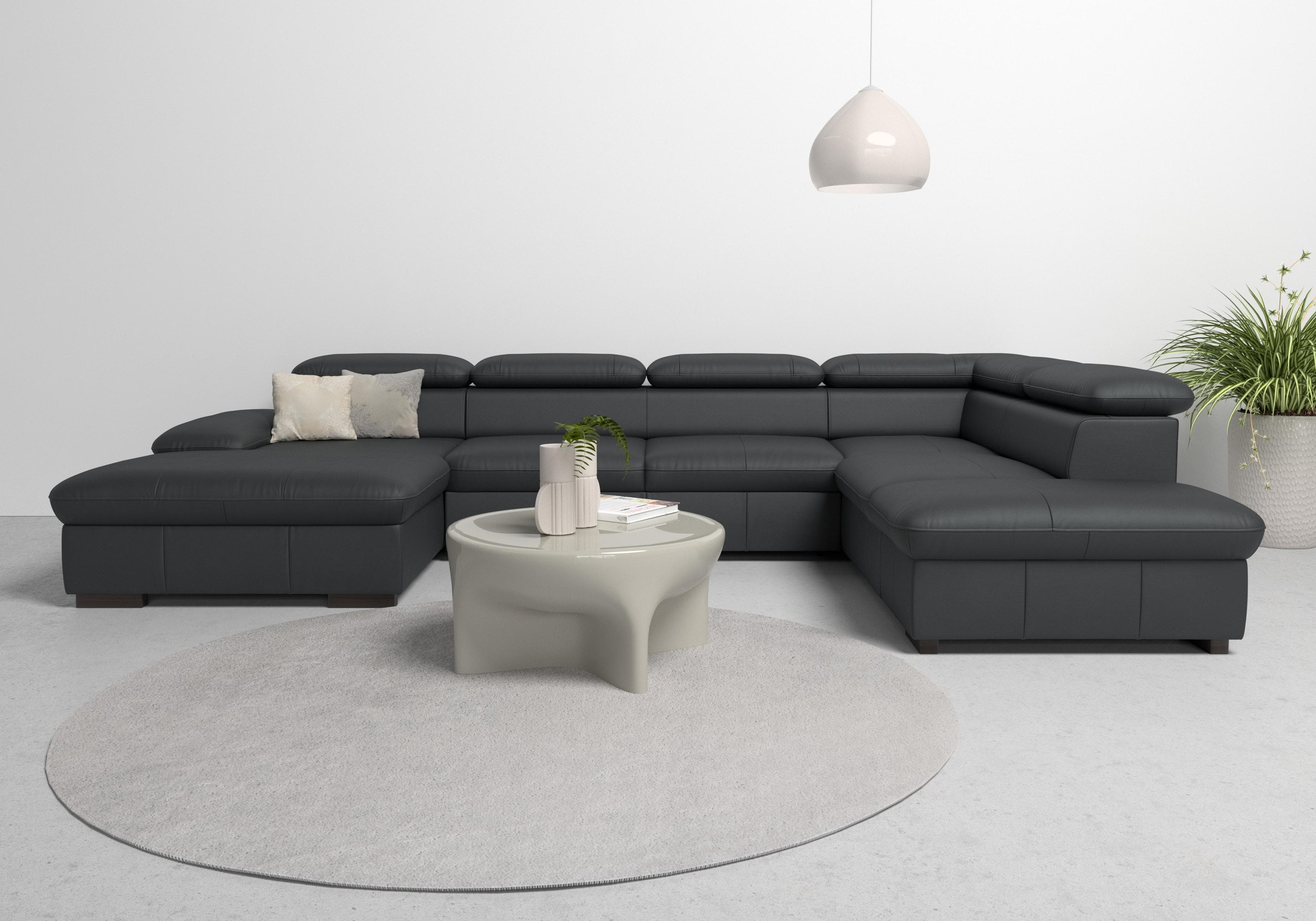 HOME AFFAIRE Wohnlandschaft Alberto U-Form Schwarz mit Bettfunktion