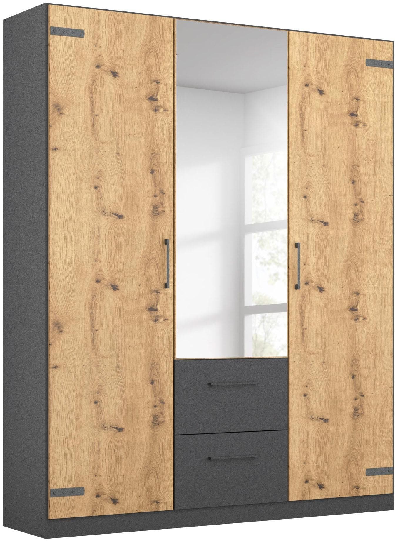 RAUCH Holmes Drehtürenschrank Grau Eiche Artisan Industrial Style
