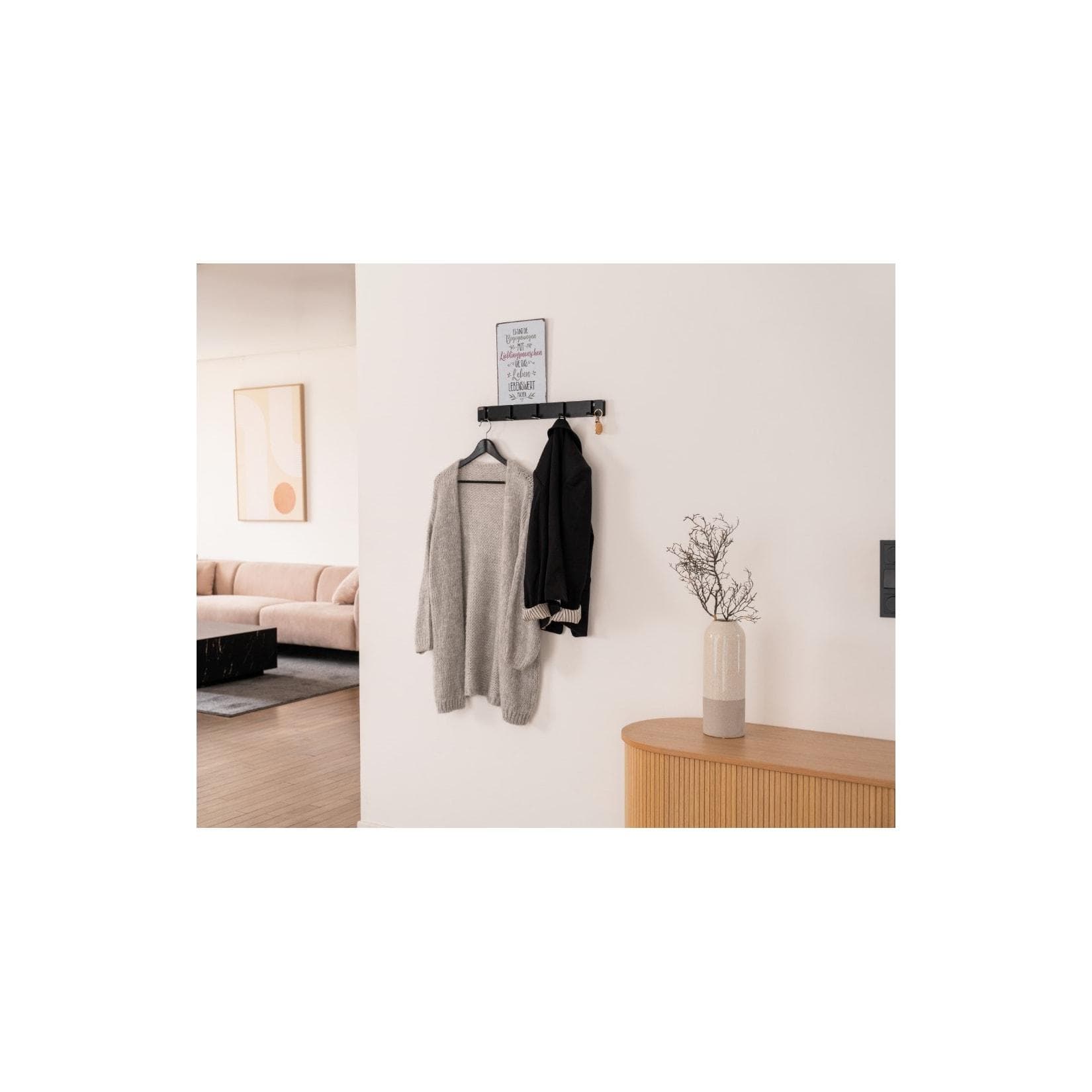 HOME DELUXE Garderobenleiste inkl. Haken und Magnete HOOK 5x Haken Schwarz