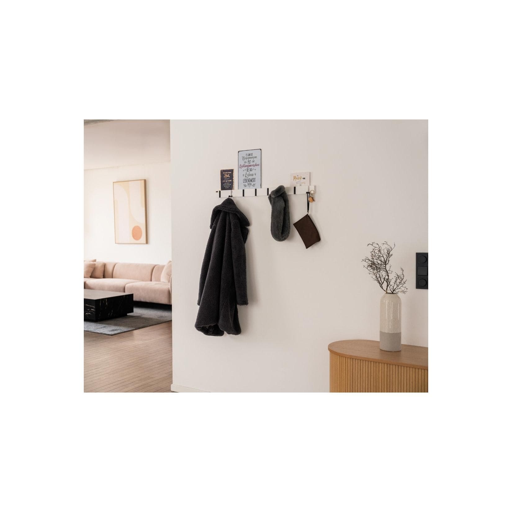 HOME DELUXE Garderobenleiste inkl. Haken und Magnete HOOK 8x Haken Weiß