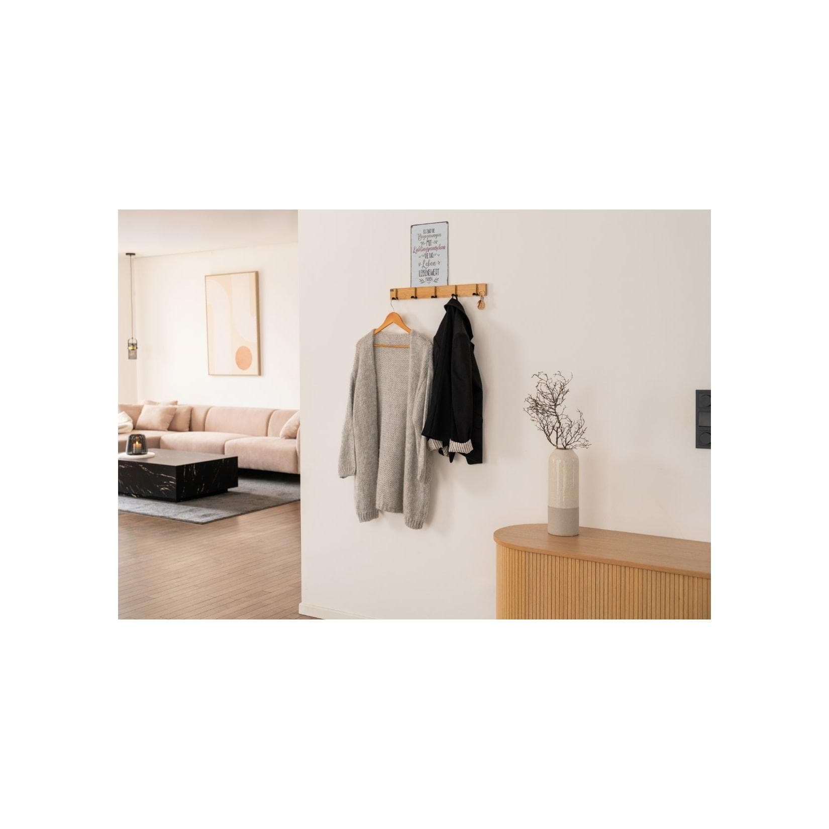 HOME DELUXE Garderobenleiste Bambus 5 Haken