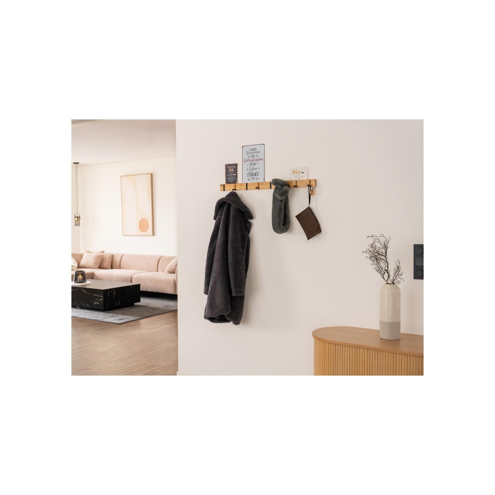 HOME DELUXE Garderobenleiste 8x Haken Bambus