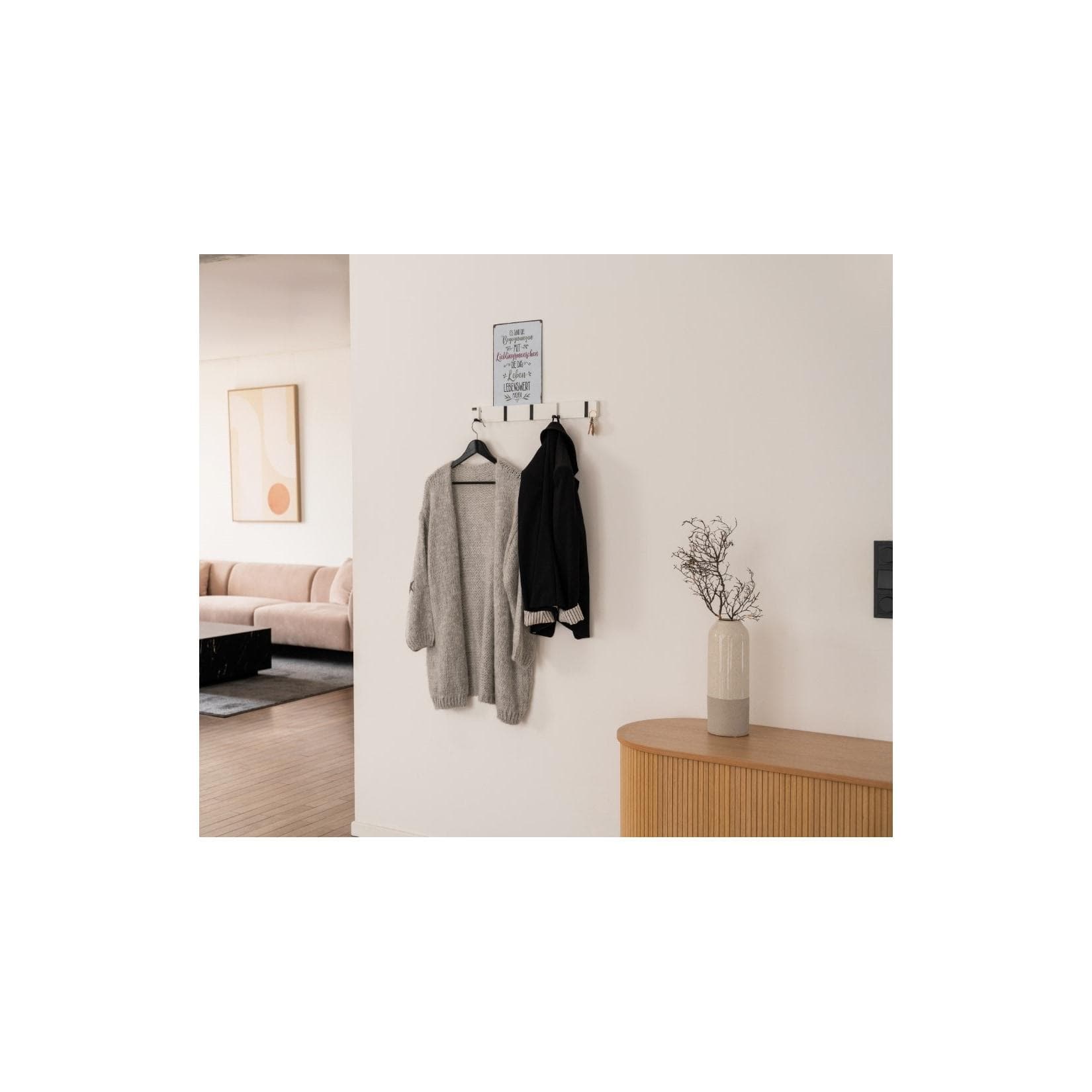 HOME DELUXE Garderobenleiste 5 Haken Weiß