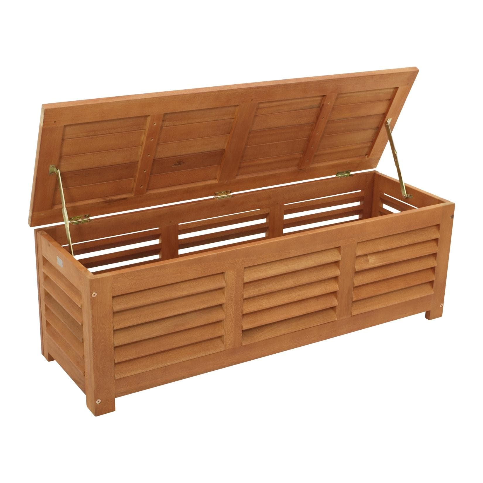 DEGAMO Auflagenbox MONZA Eukalyptus geölt mit Sitzpolster grau