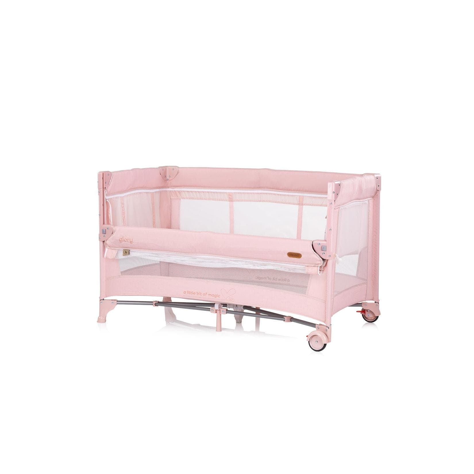 Chipolino Reisebett Glory 2 Ebenen Matratze Räder zusammenklappbar Tragetasche Rosa
