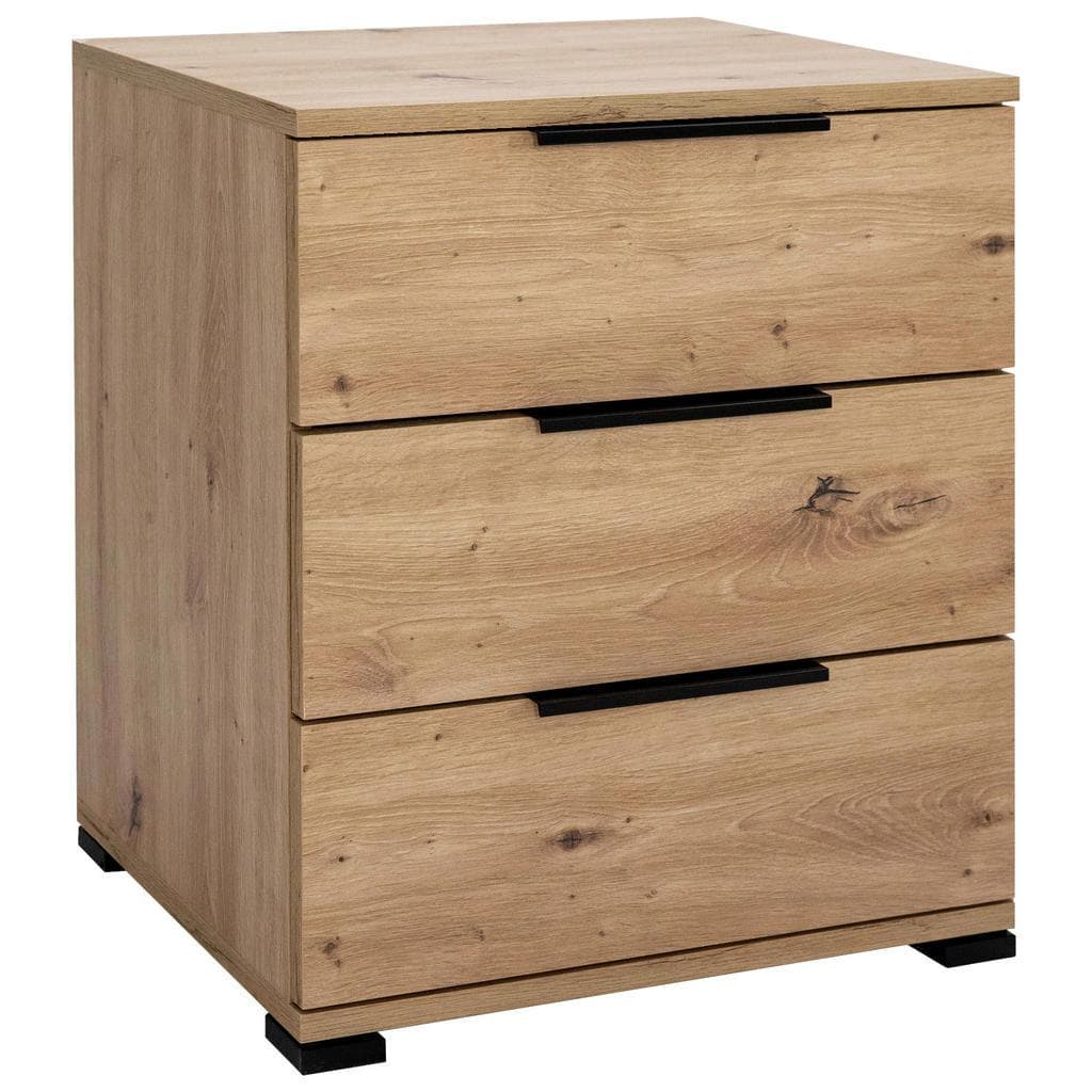Boxxx Nachtschrank Eiche Artisan Metall 3 Schubladen