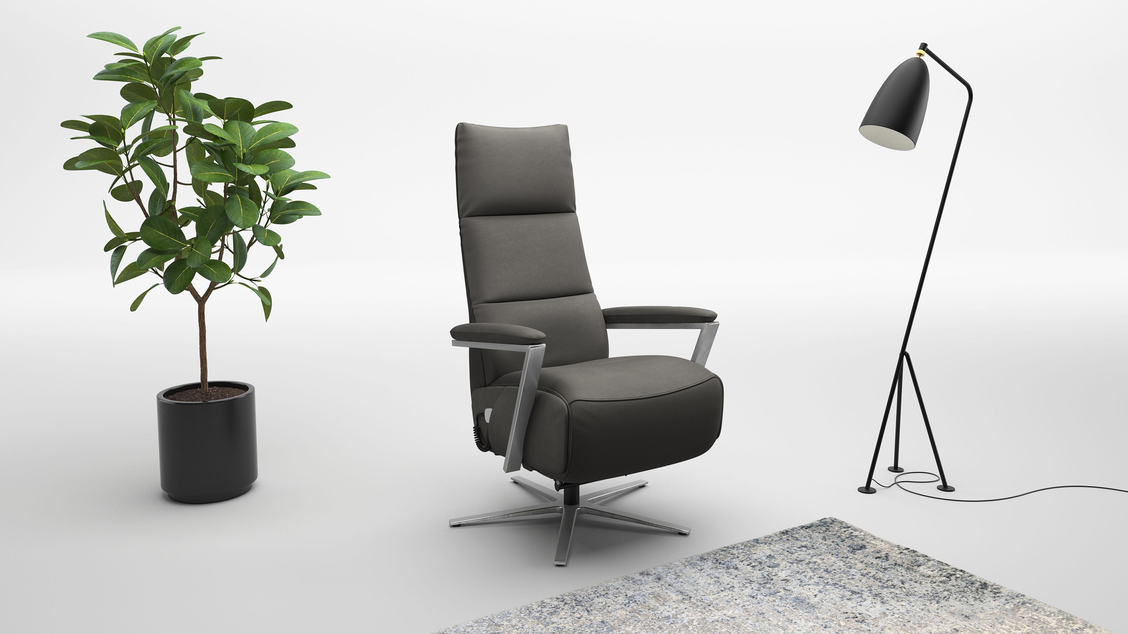 Sit & More TV-Sessel Vario Comfort 360° Drehfunktion Kopfteilverstellung Leder